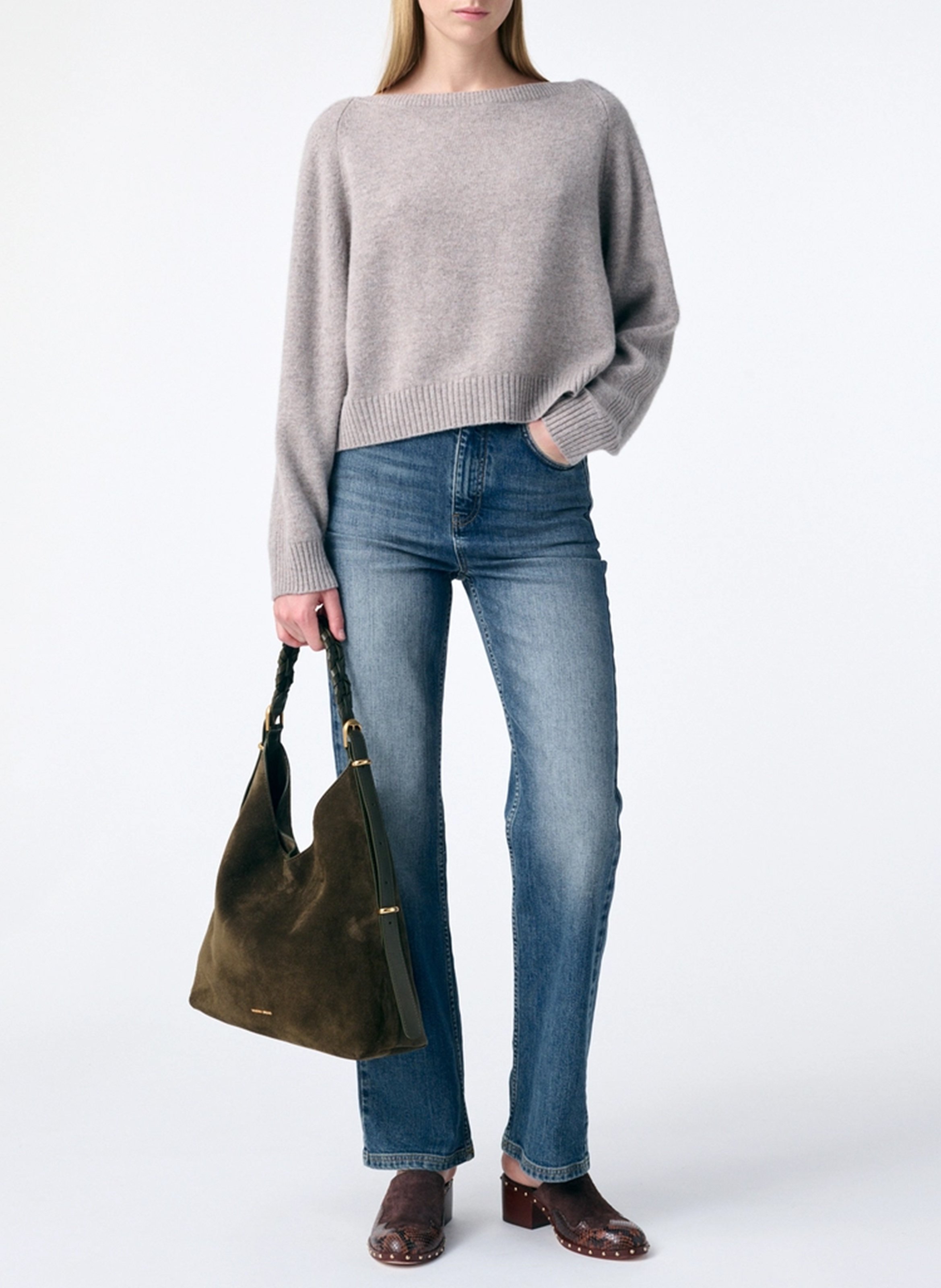 Pull col rond en cachemire VANESSA BRUNO Gris