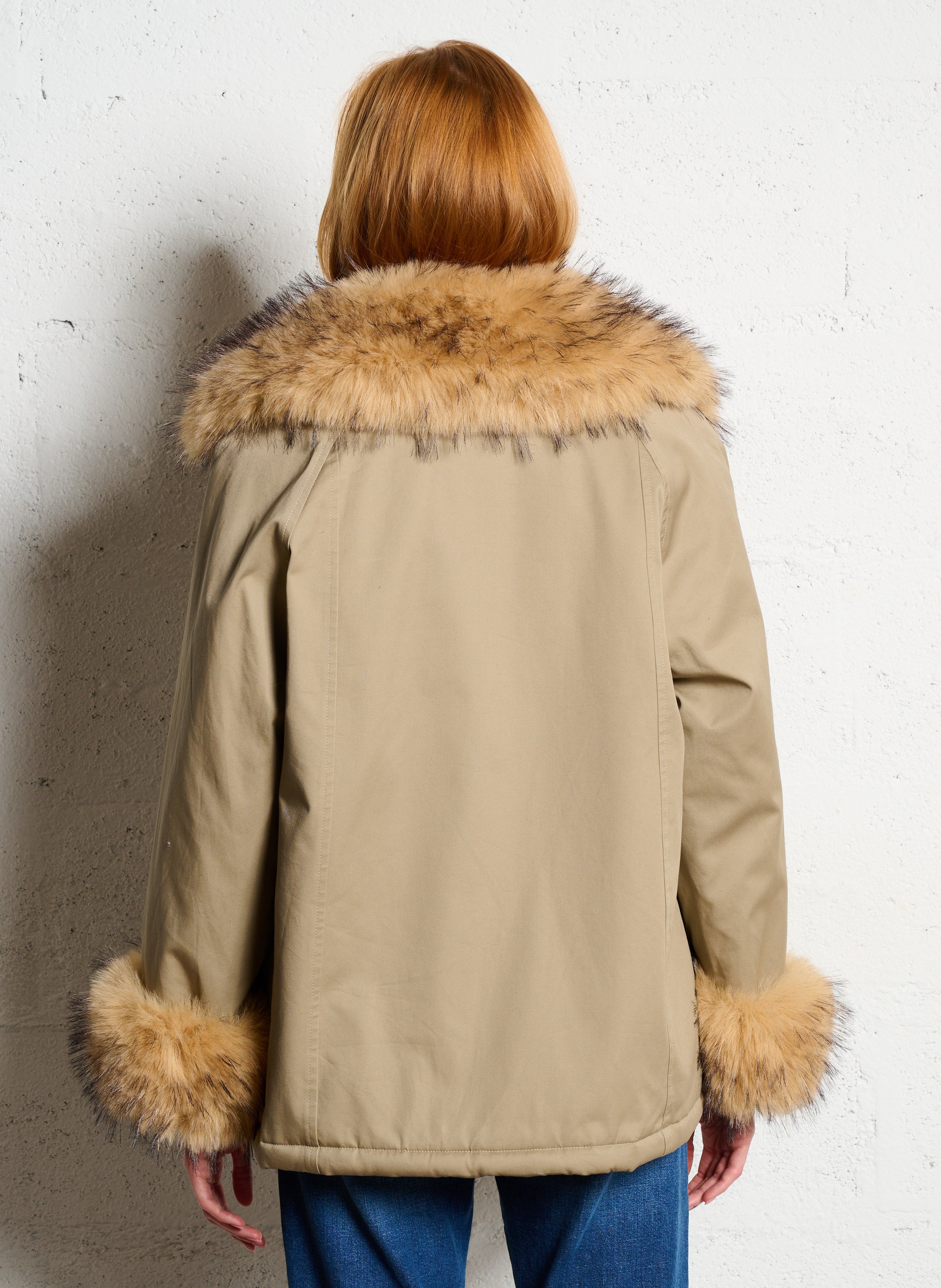 Parka col montant en fourrure synthétique BERENICE Kaki