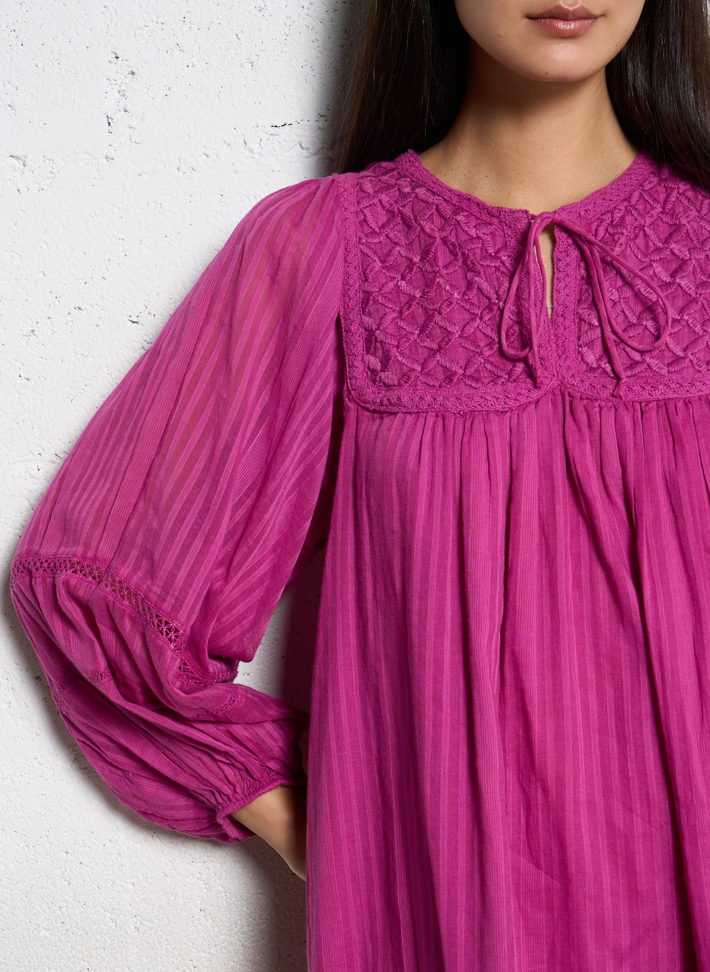 Robe courte col tunisien  SUNCOO Rose