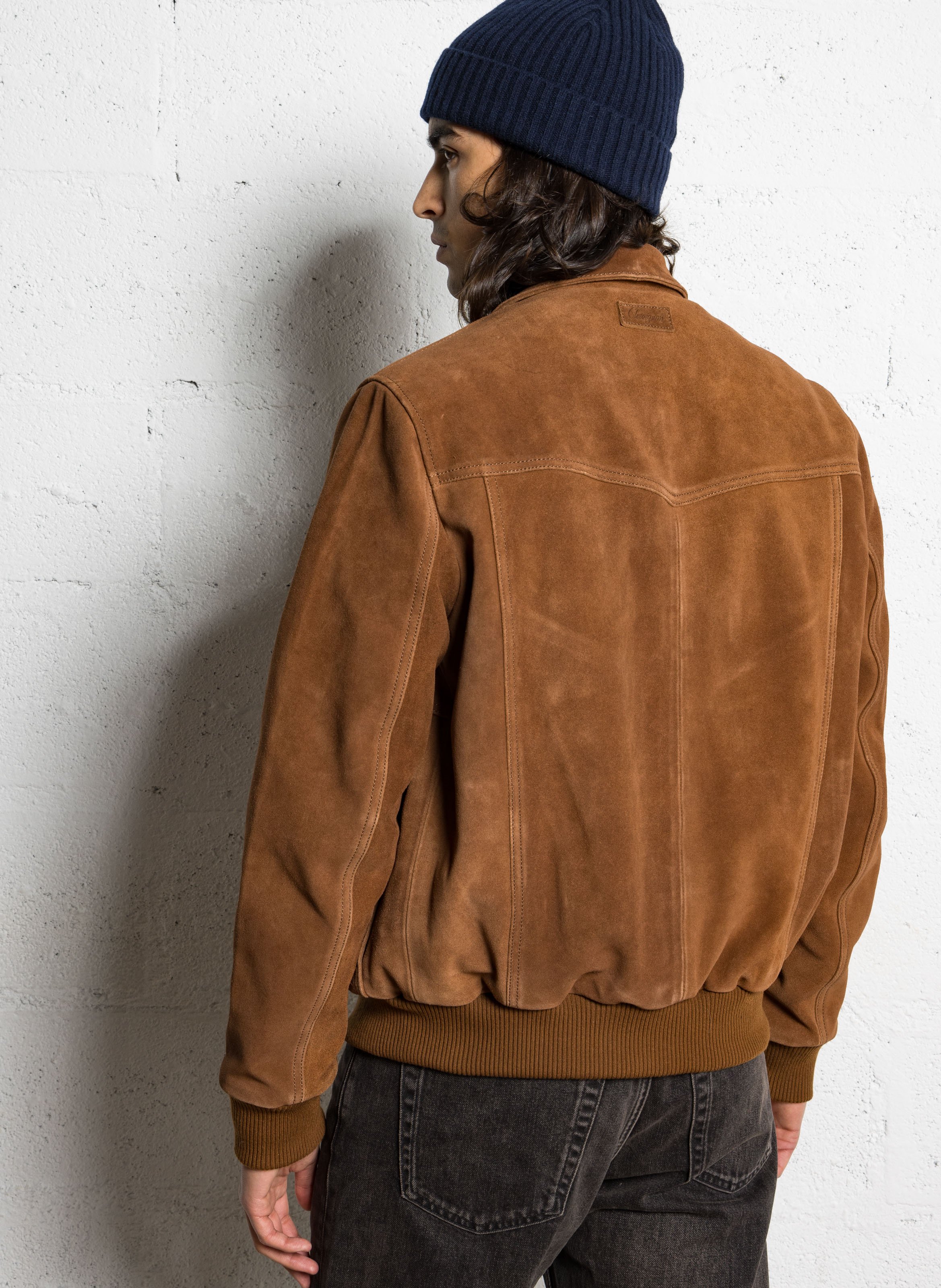 Blouson col classique en cuir CHEVIGNON Marron