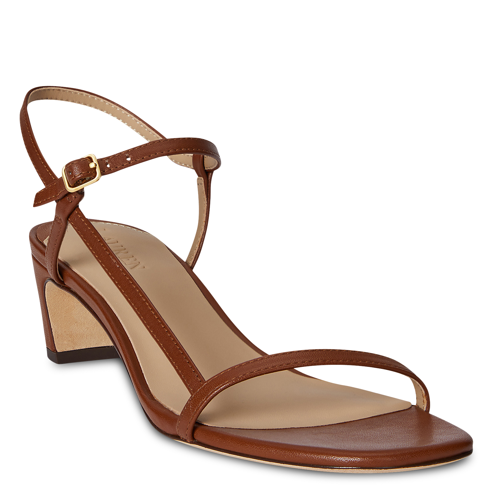 Sandales ouvertes à talons en cuir POLO RALPH LAUREN Marron