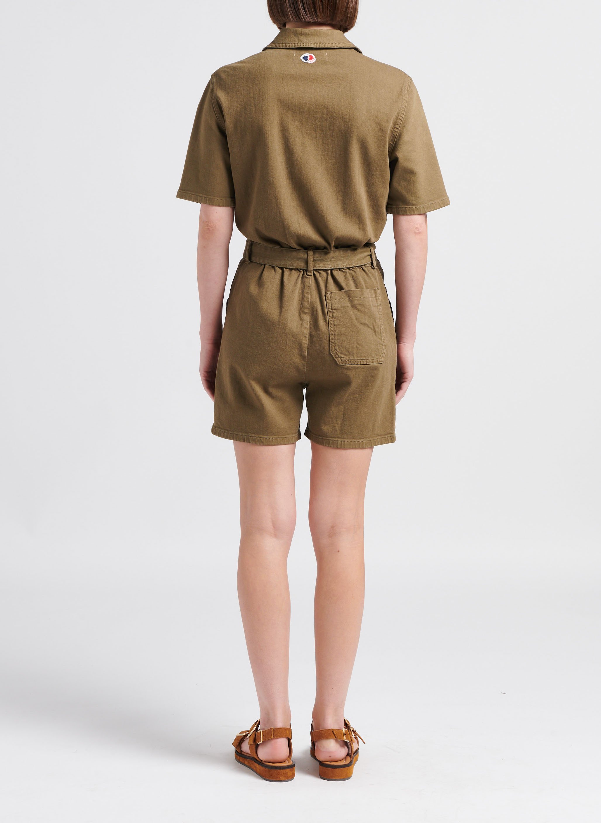 Playsuit met klassieke kraag | katoenblend LA PETITE FRANCAISE Groen