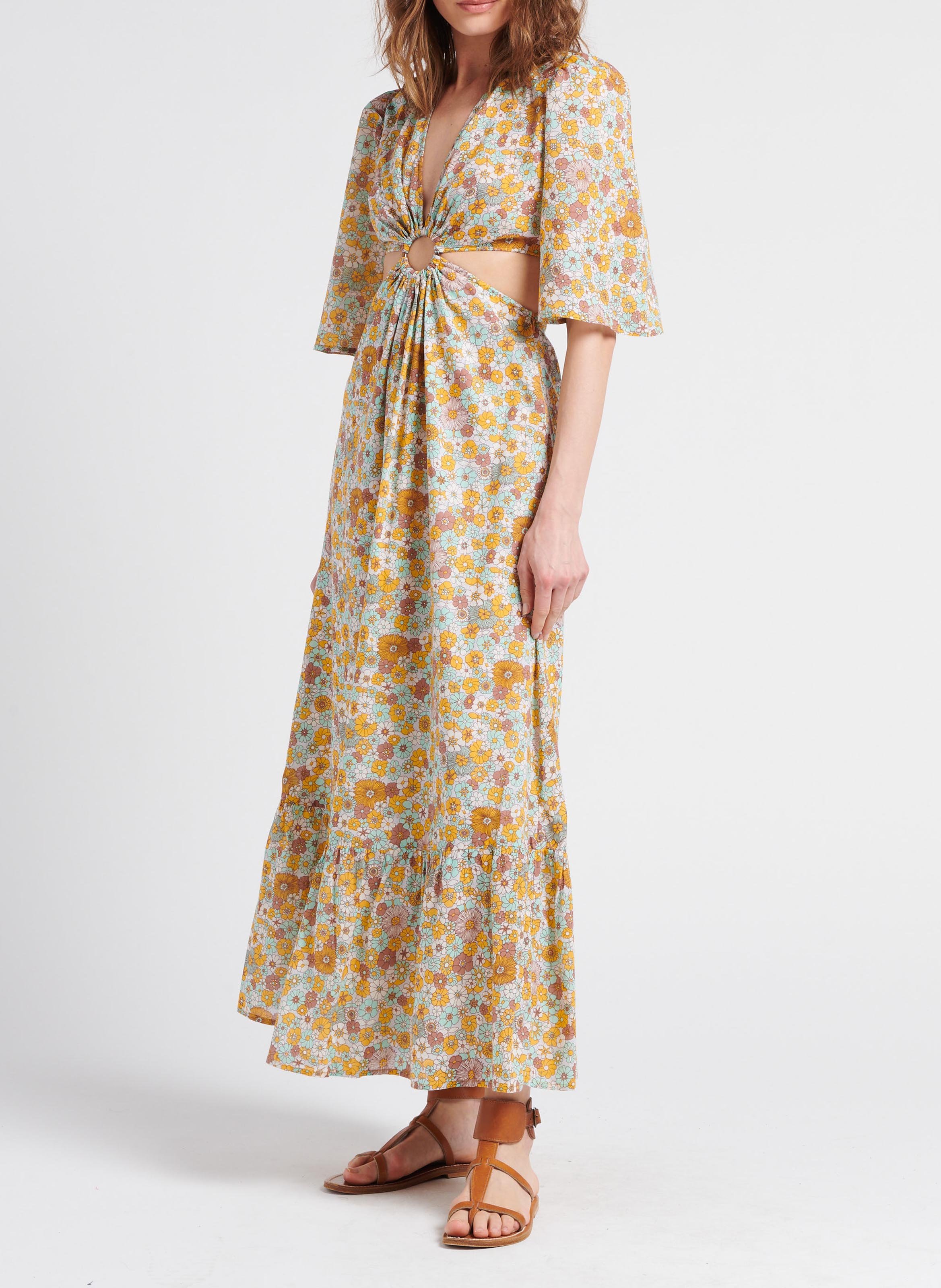 Robe longue à découpes en coton  ANTIK BATIK Multicolore