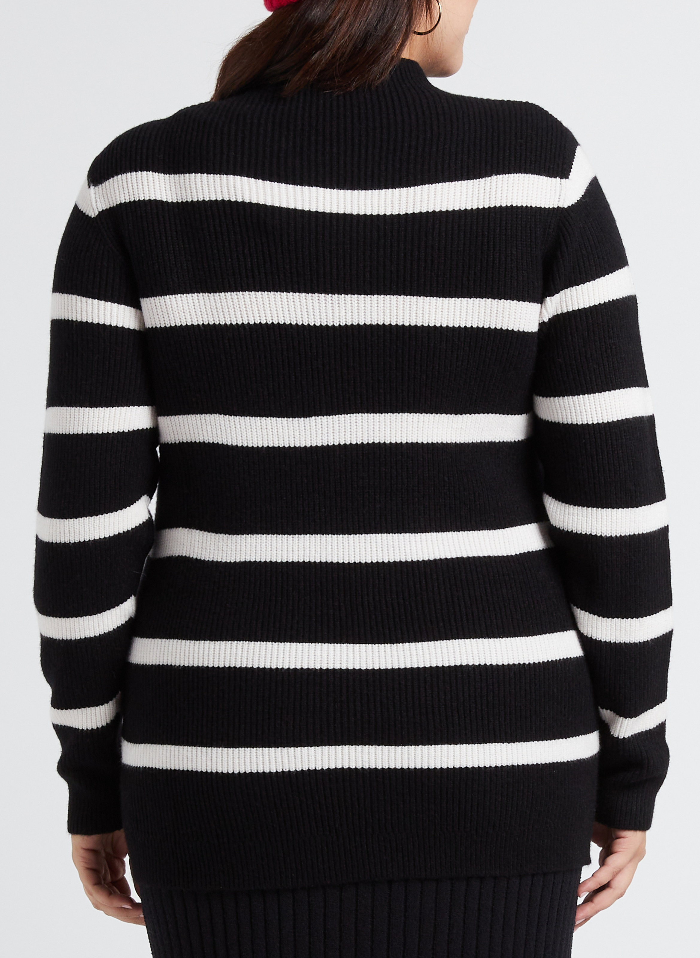 Pull col montant à rayures  EVOKED Noir