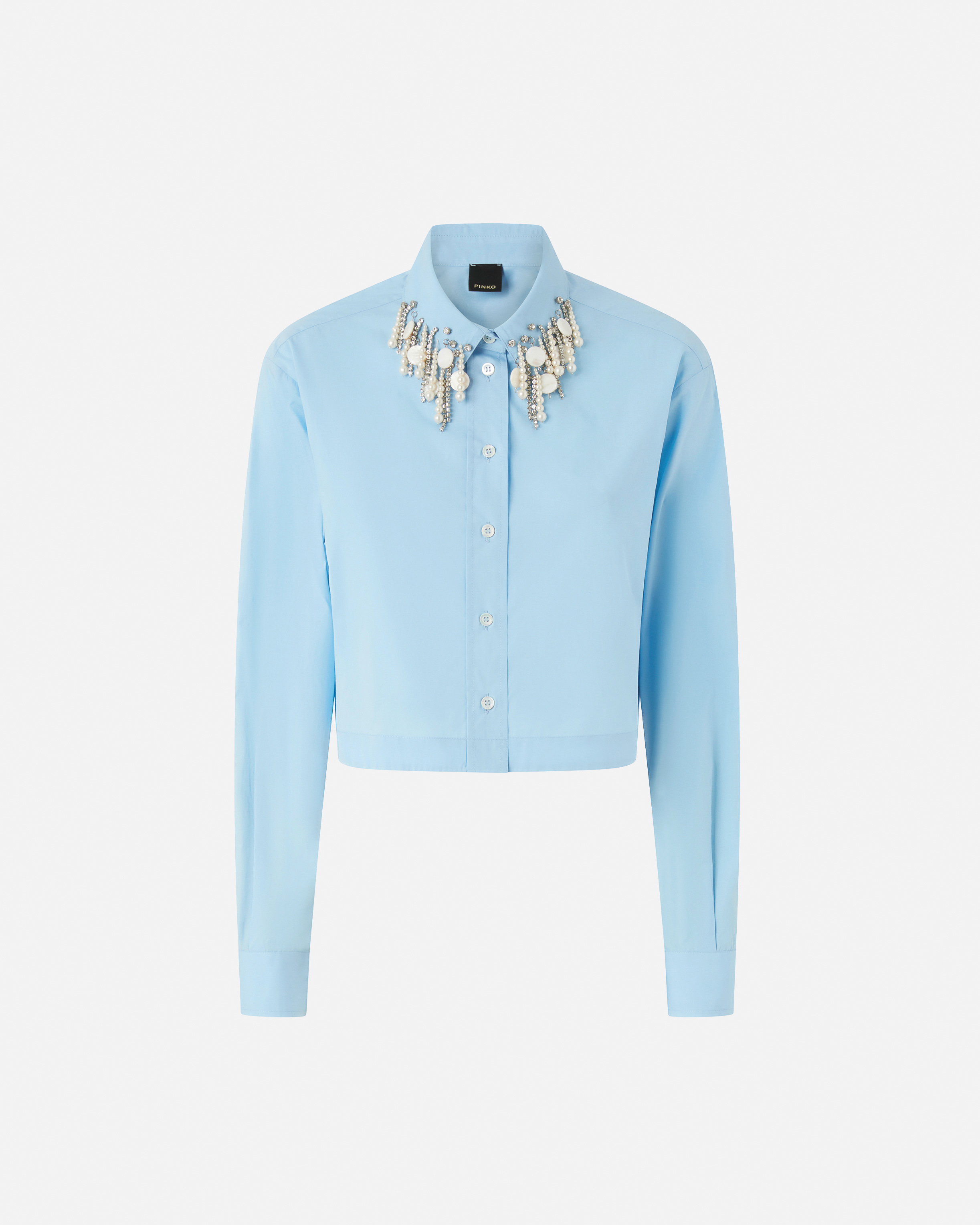 Short shirt with jewel applications PINKO Blue