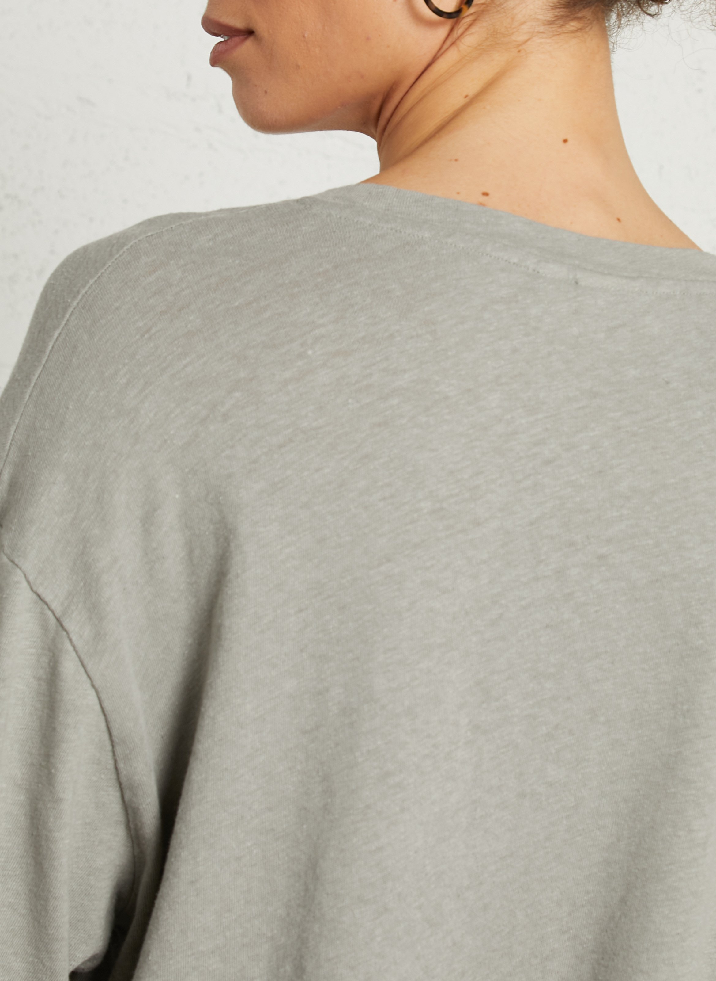 Oversized round neck t-shirt in cotton and linen BELLEROSE Grey