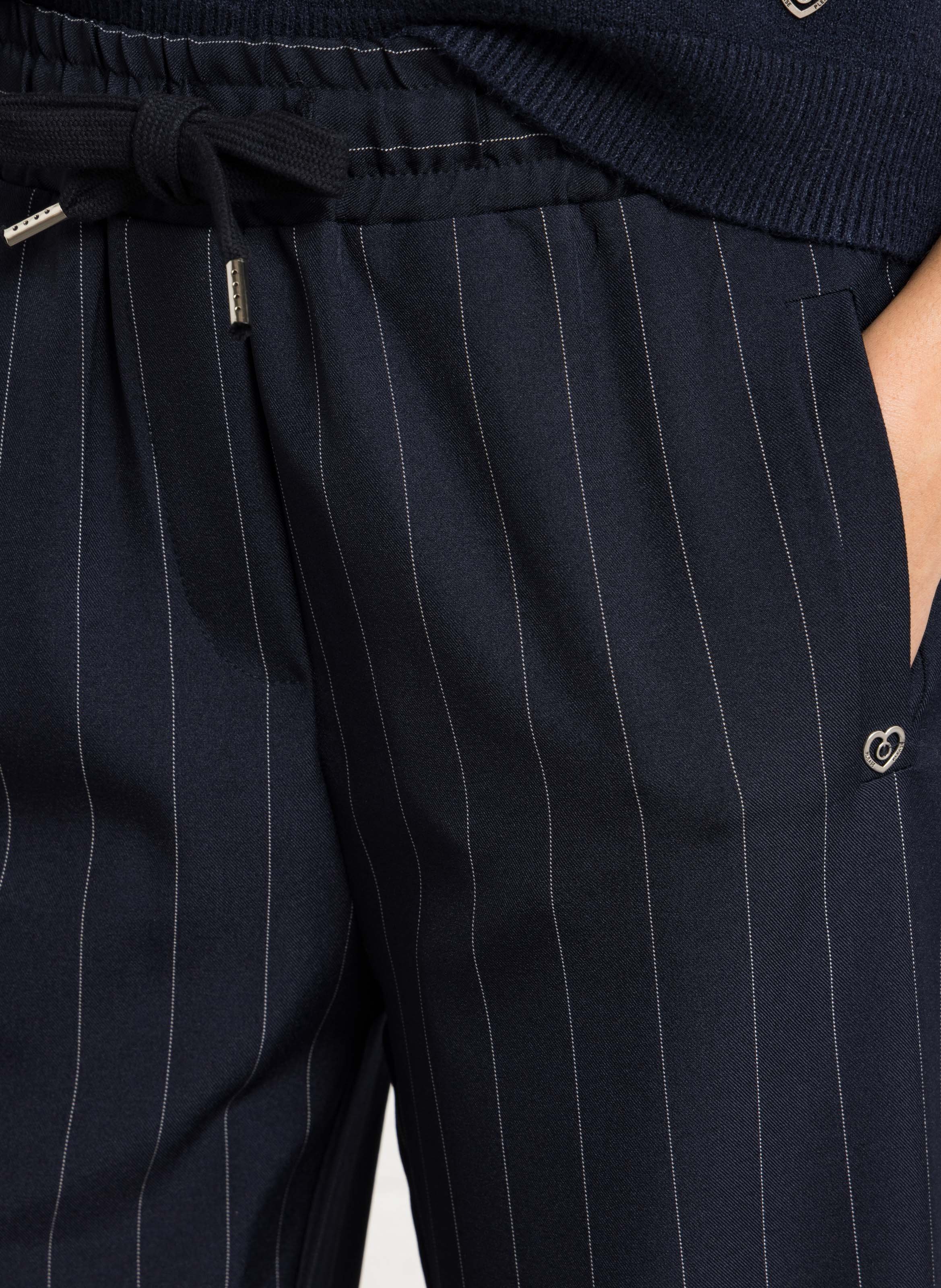 Pantalon large à rayures taille élastique PLEASE Bleu