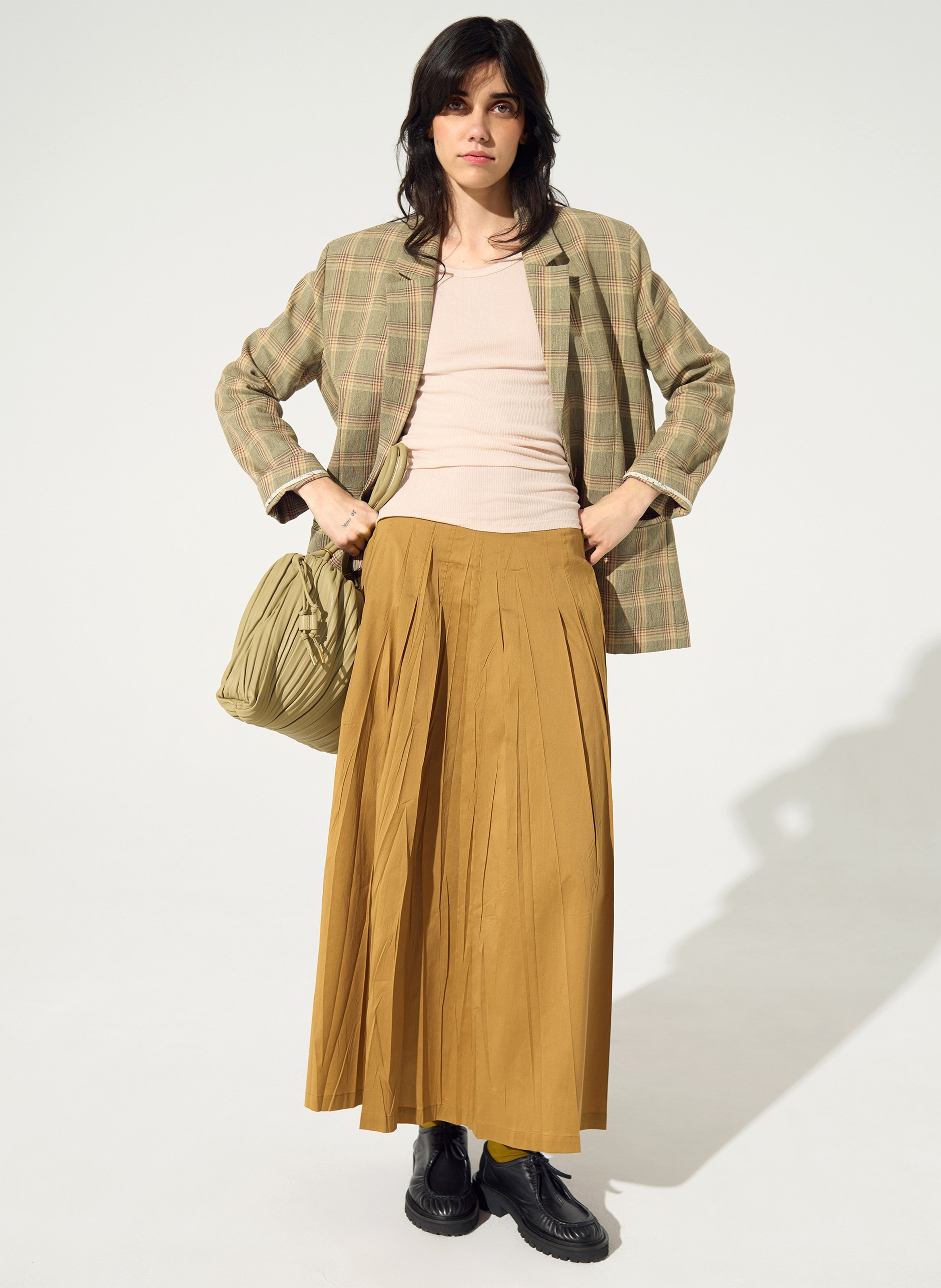 Langer, ausgestellter Rock aus Baumwoll-Mix COTELAC Braun