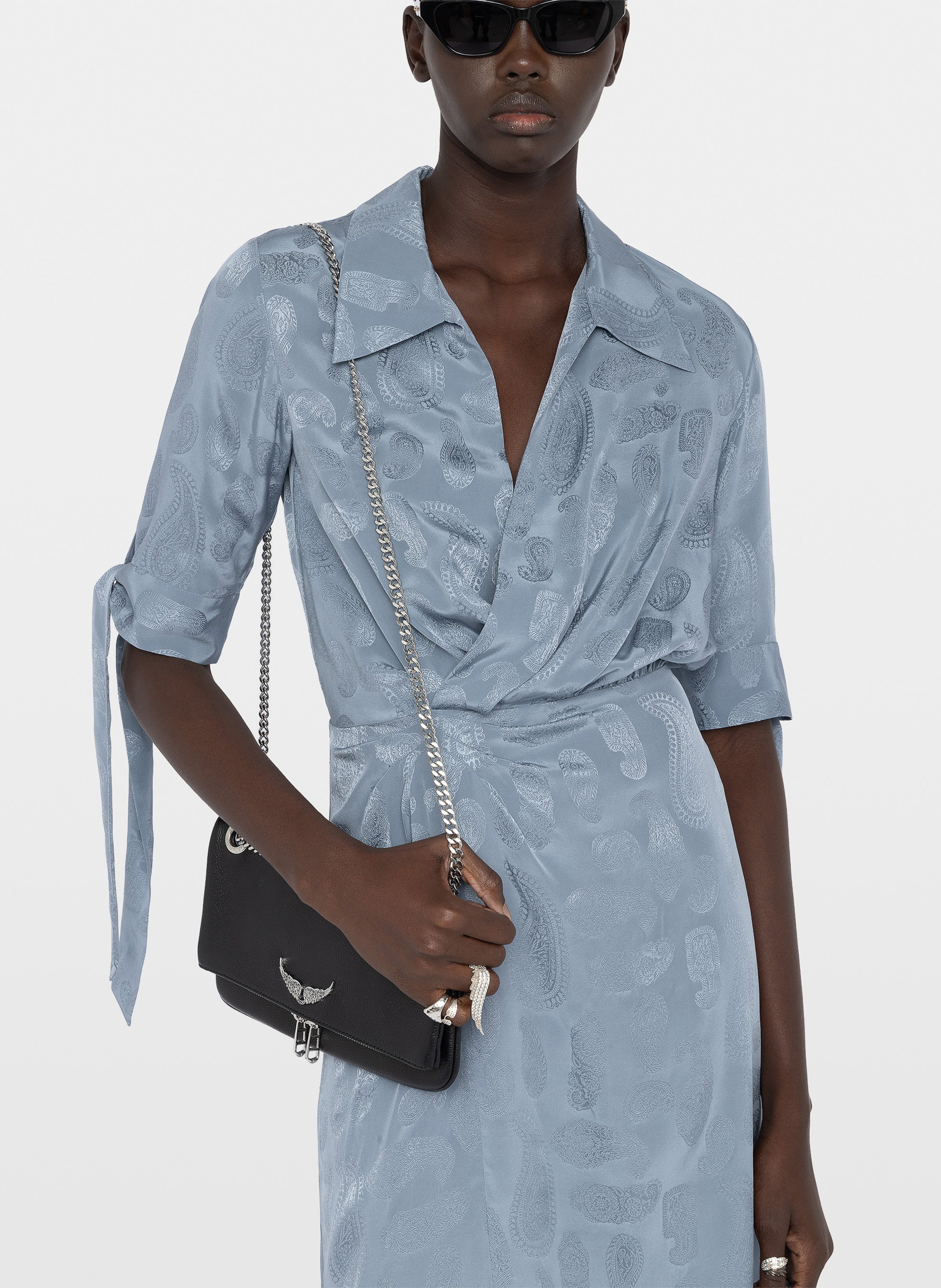 Robe longue en soie imprimée ZADIG&VOLTAIRE Bleu