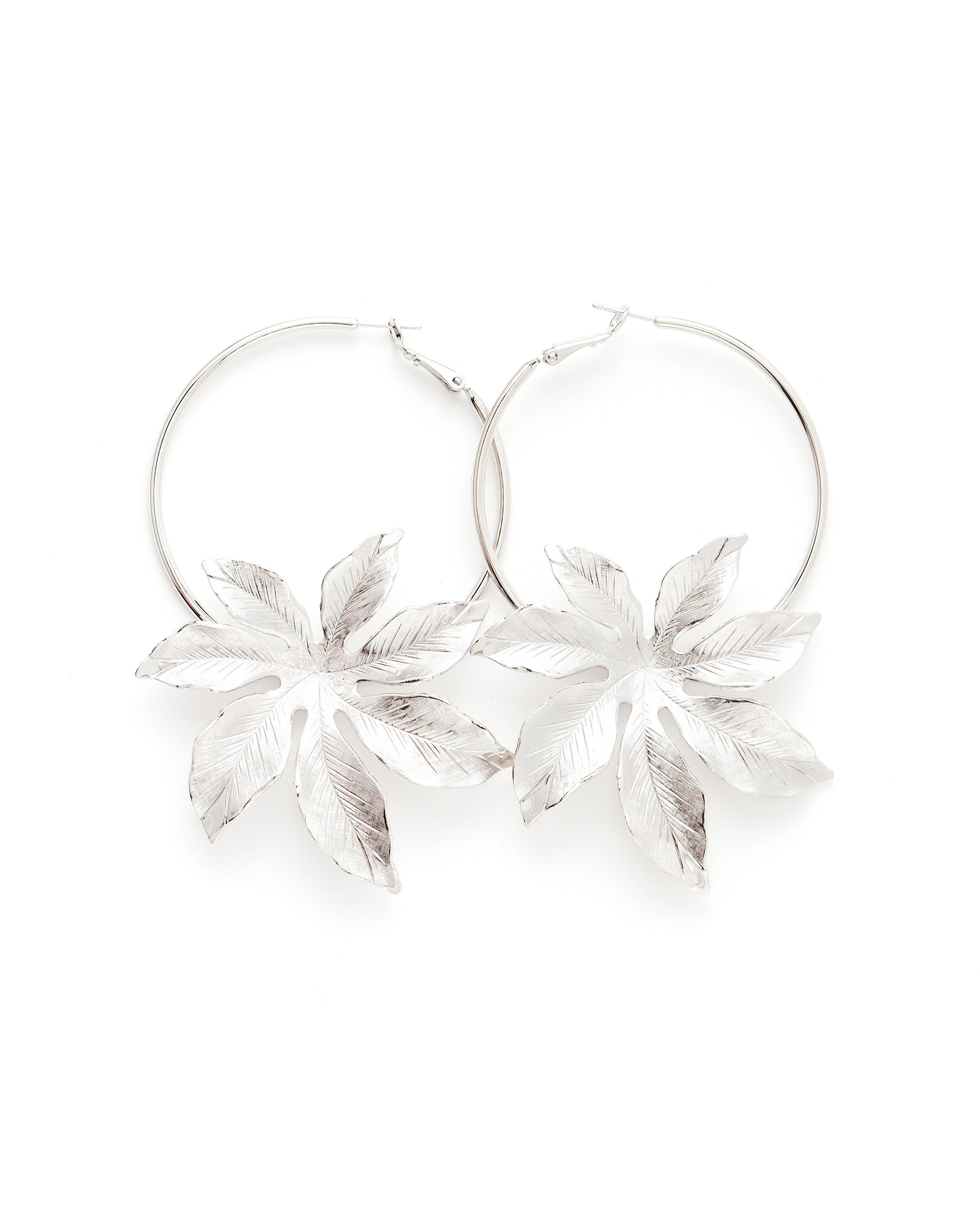 Flower-shaped gold-plated hoop earrings MONSIEUR SIMONE Silver