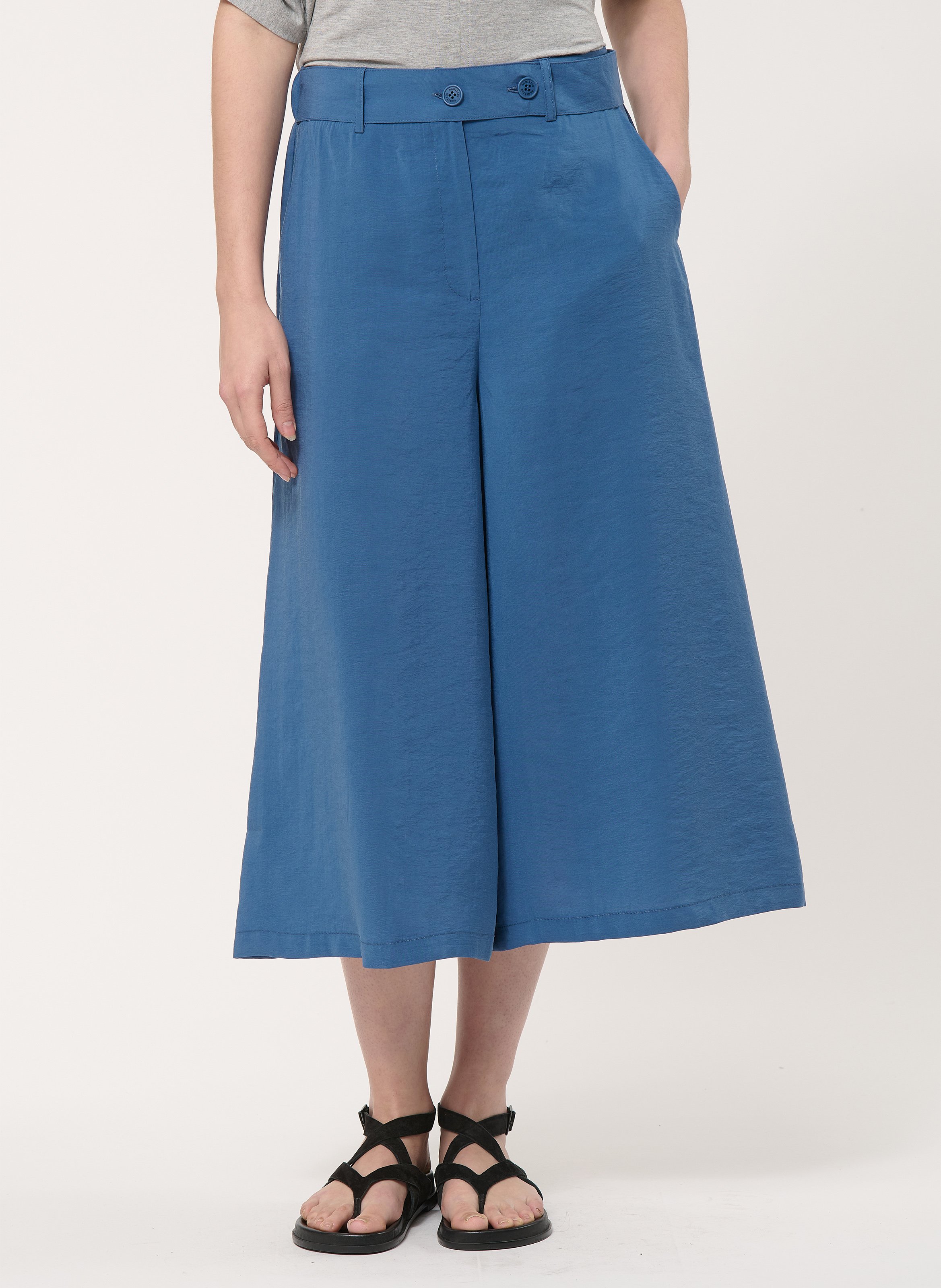 Pantalon large taille haute 7/8ème HUMILITY Bleu