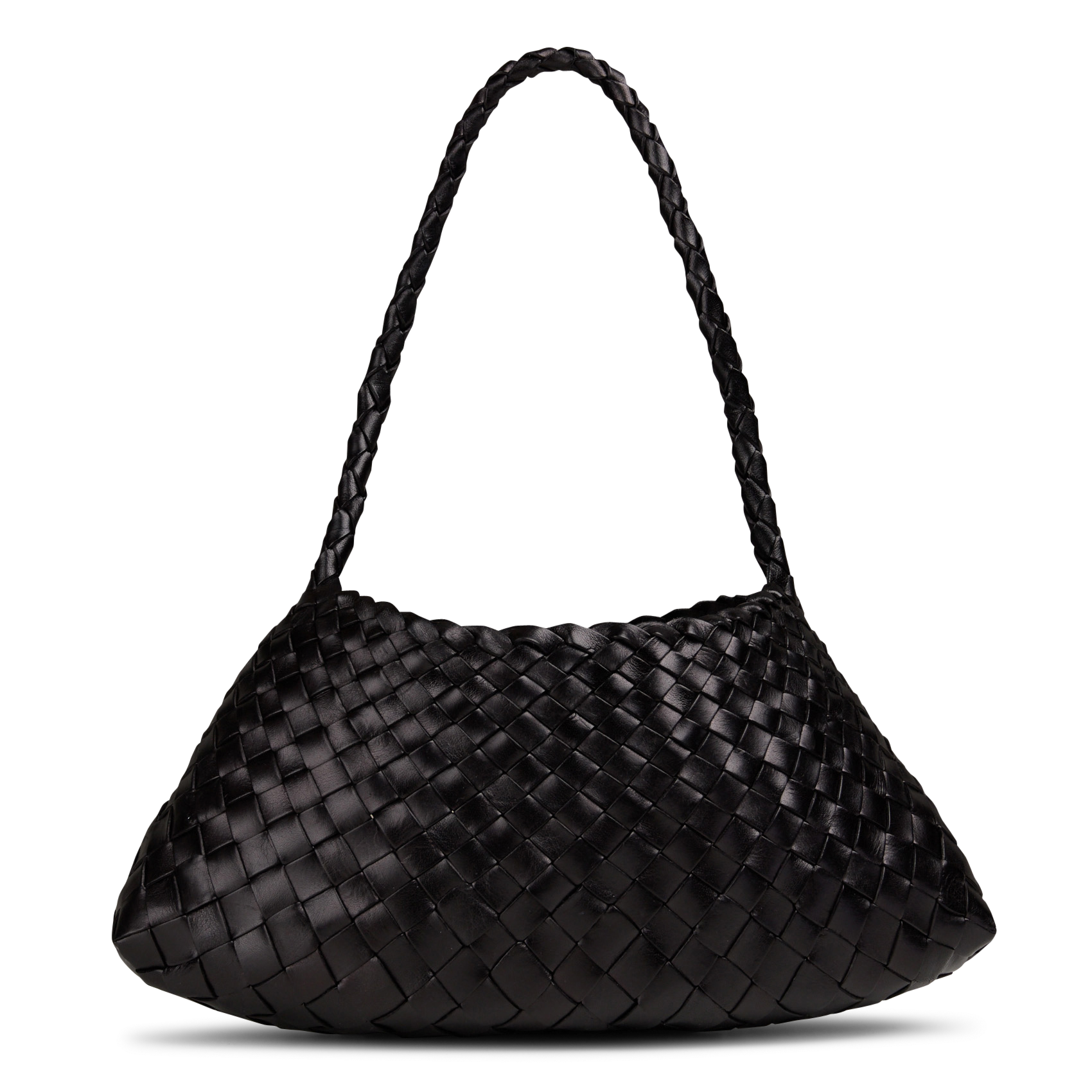 Gevlochten leren boodschappentas DRAGON DIFFUSION Zwart