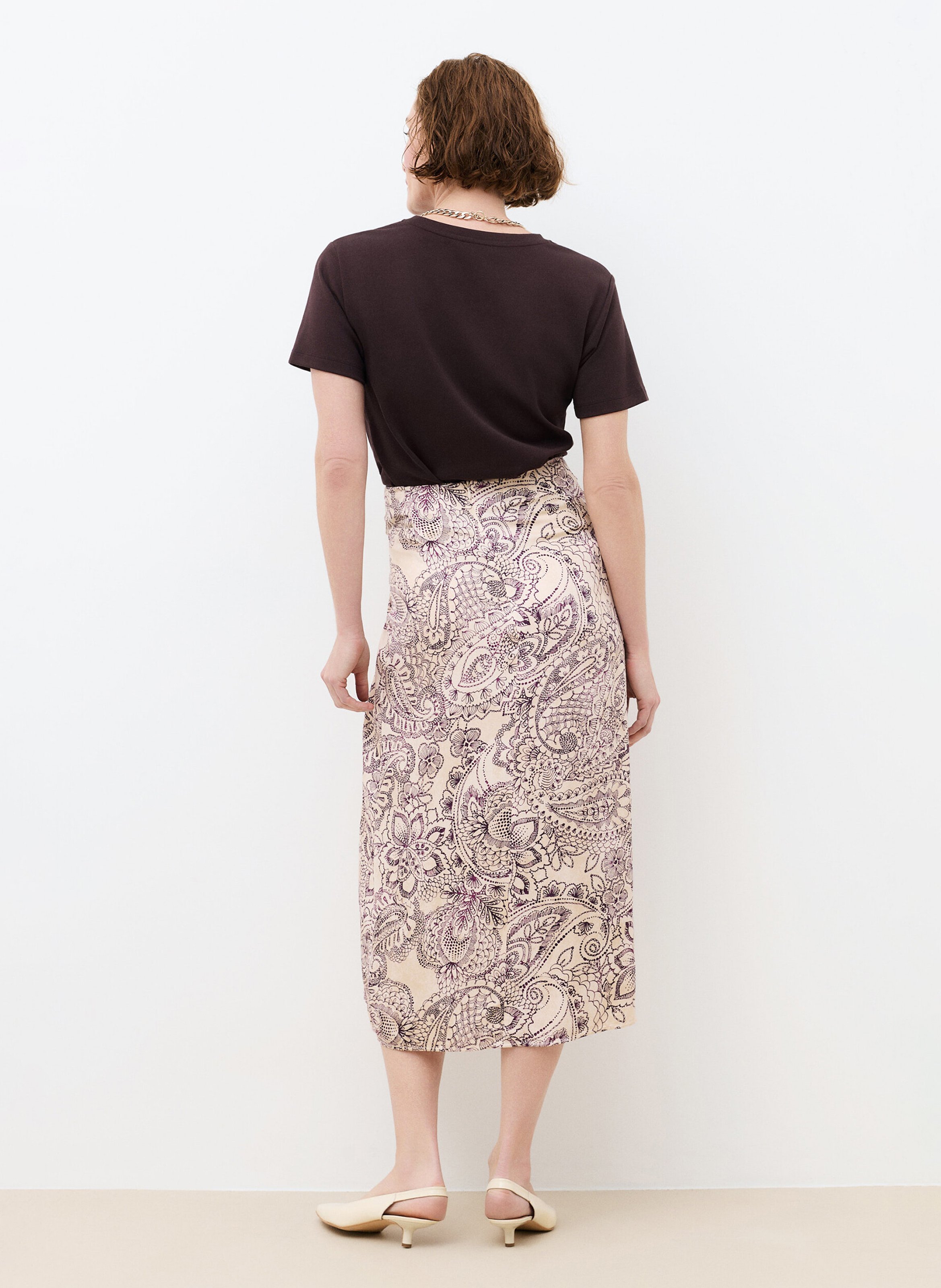 Jupe midi imprimée CAROLL Beige