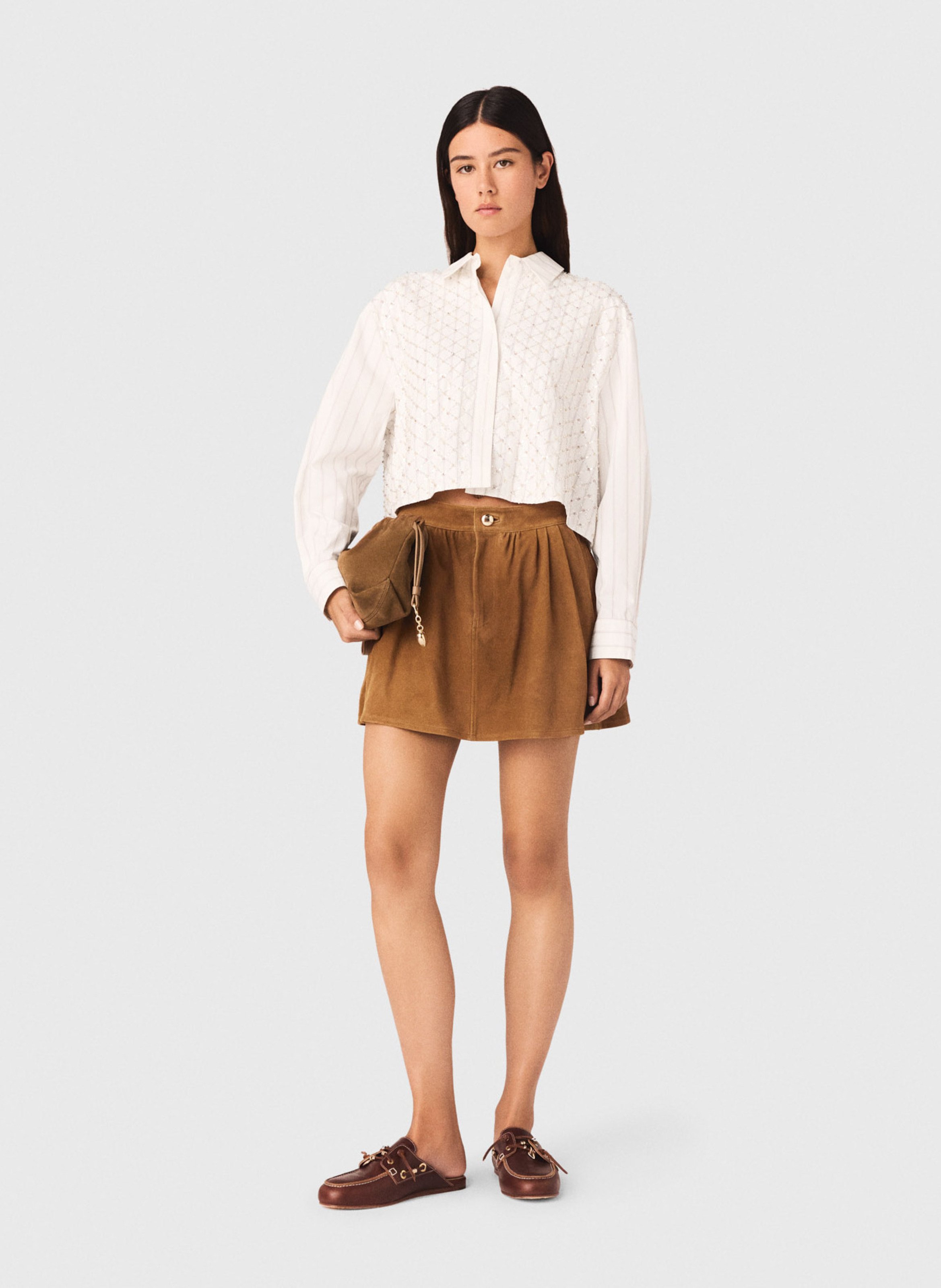 Chemise oversize en coton MAJE Blanc