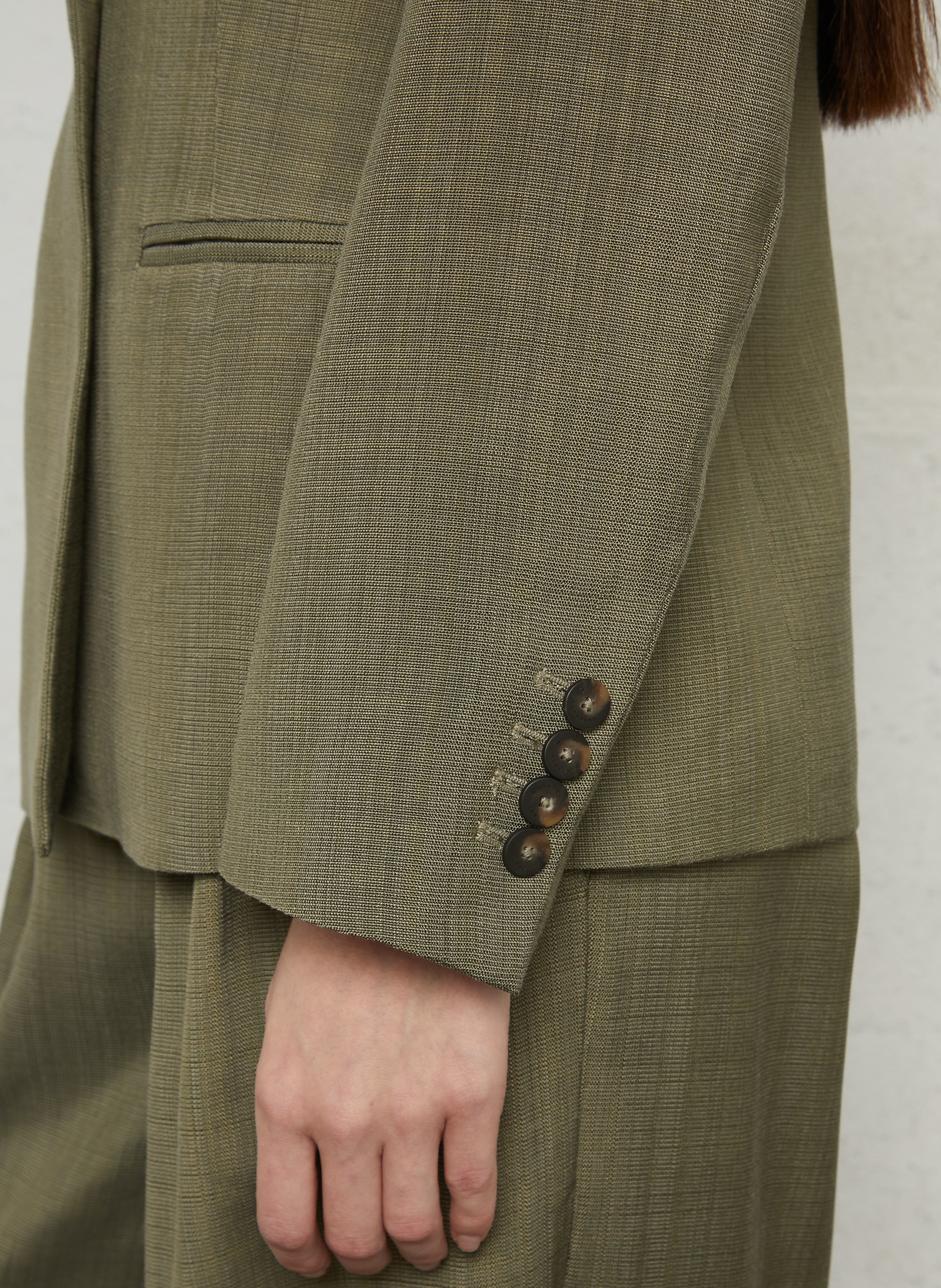 Long wool-blend trench coat with tailored collar MARGAUX LONNBERG Khaki