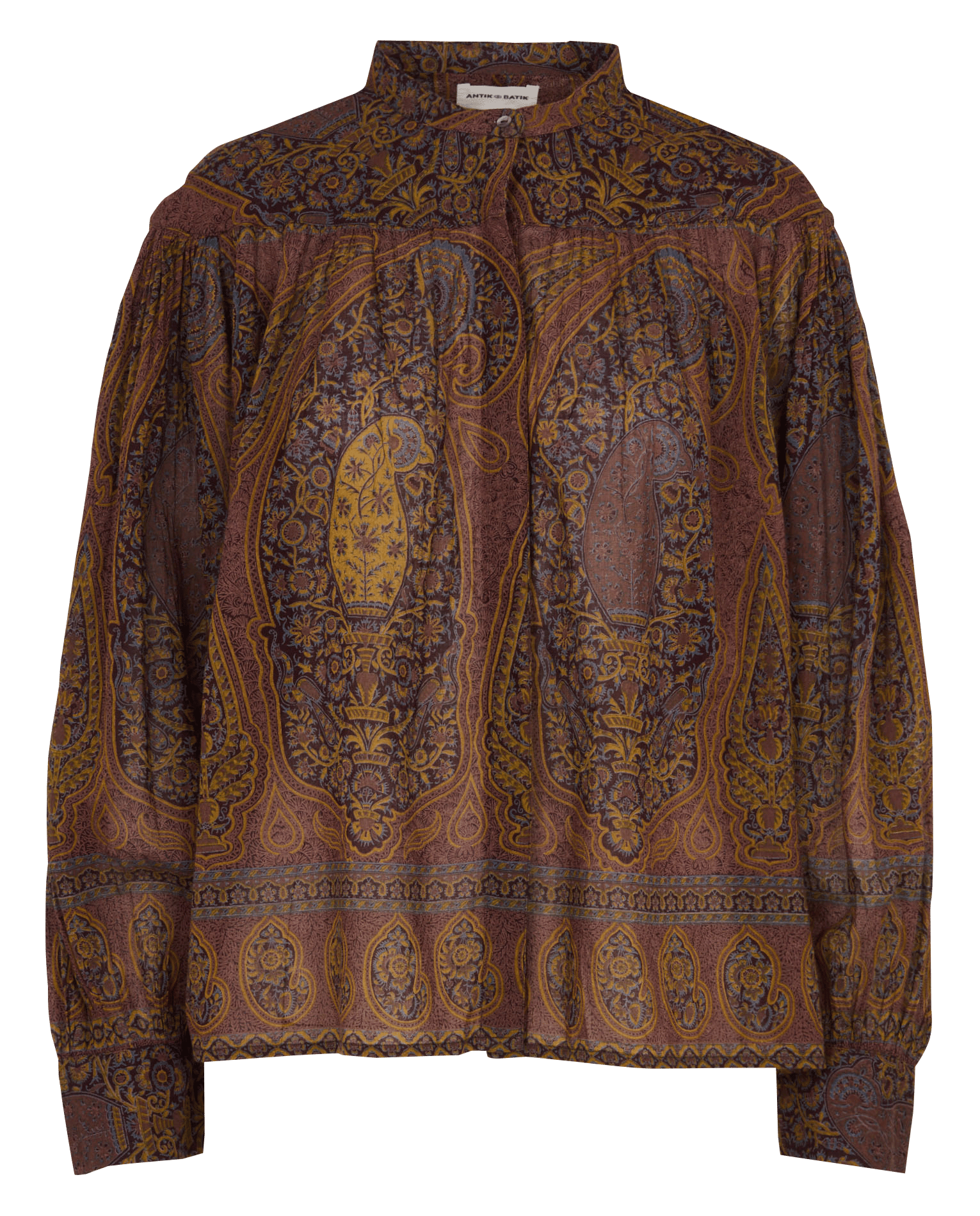 Chemise ample col mao en coton ANTIK BATIK Marron