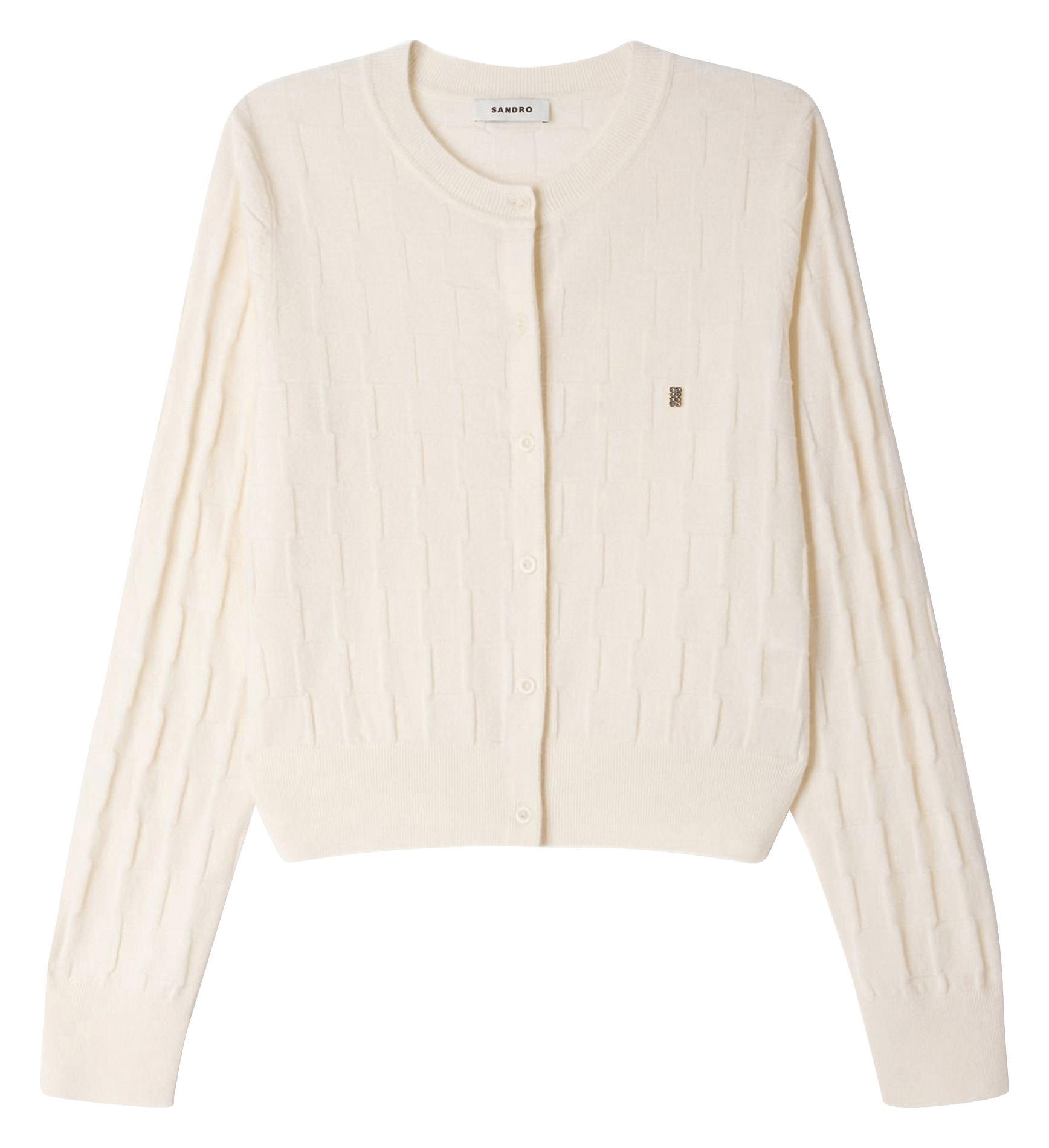 Cardigan col rond uni en laine SANDRO Beige