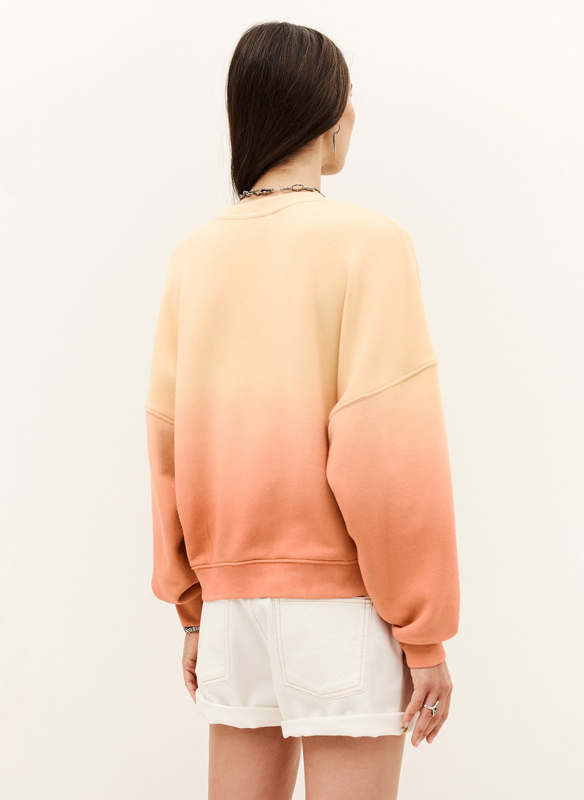 Sweat oversize col rond en coton mélangé BA&SH Jaune