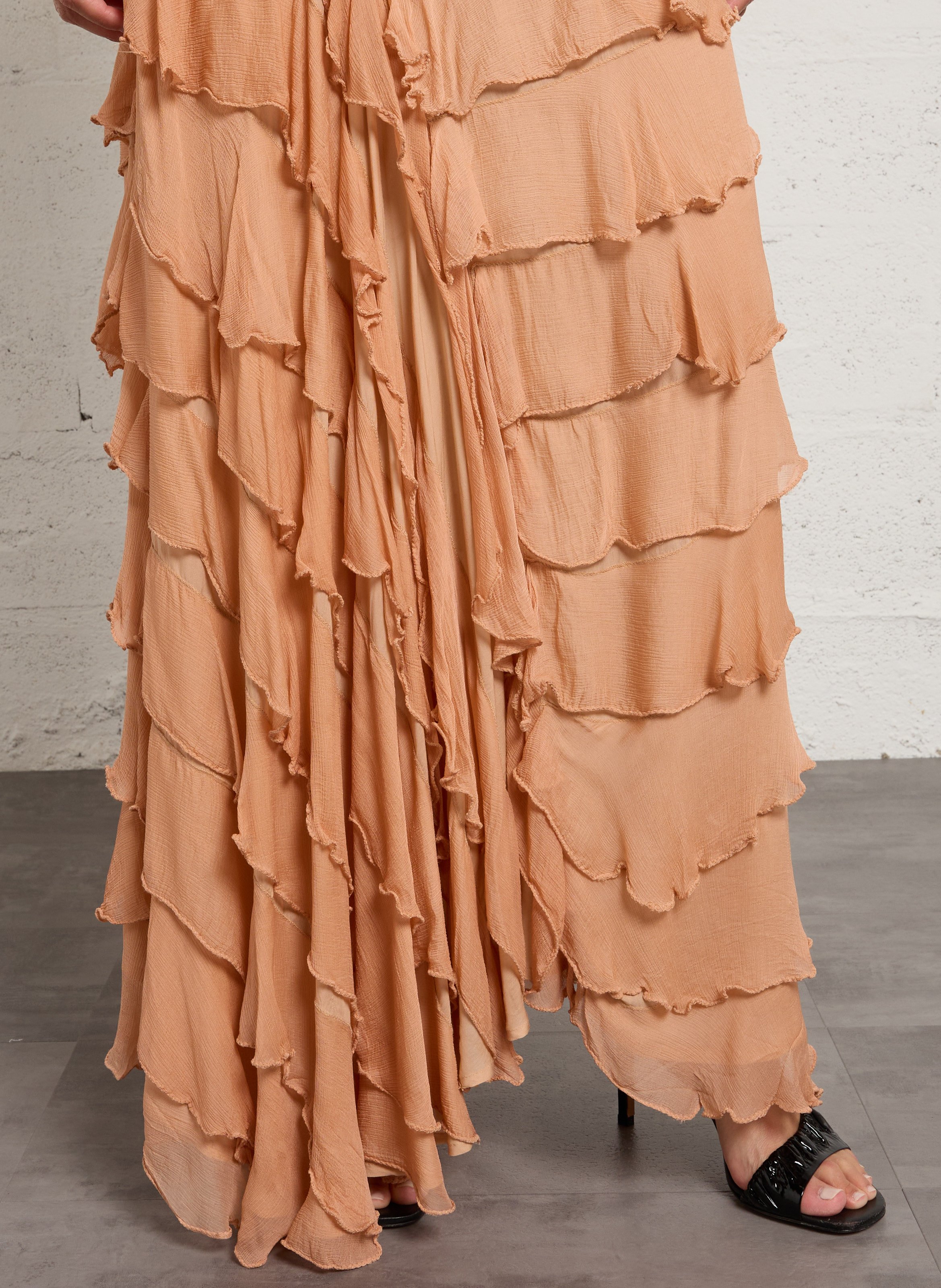 Maxikleid mit klassischem Kragen und Blumenprint MES DEMOISELLES Beige
