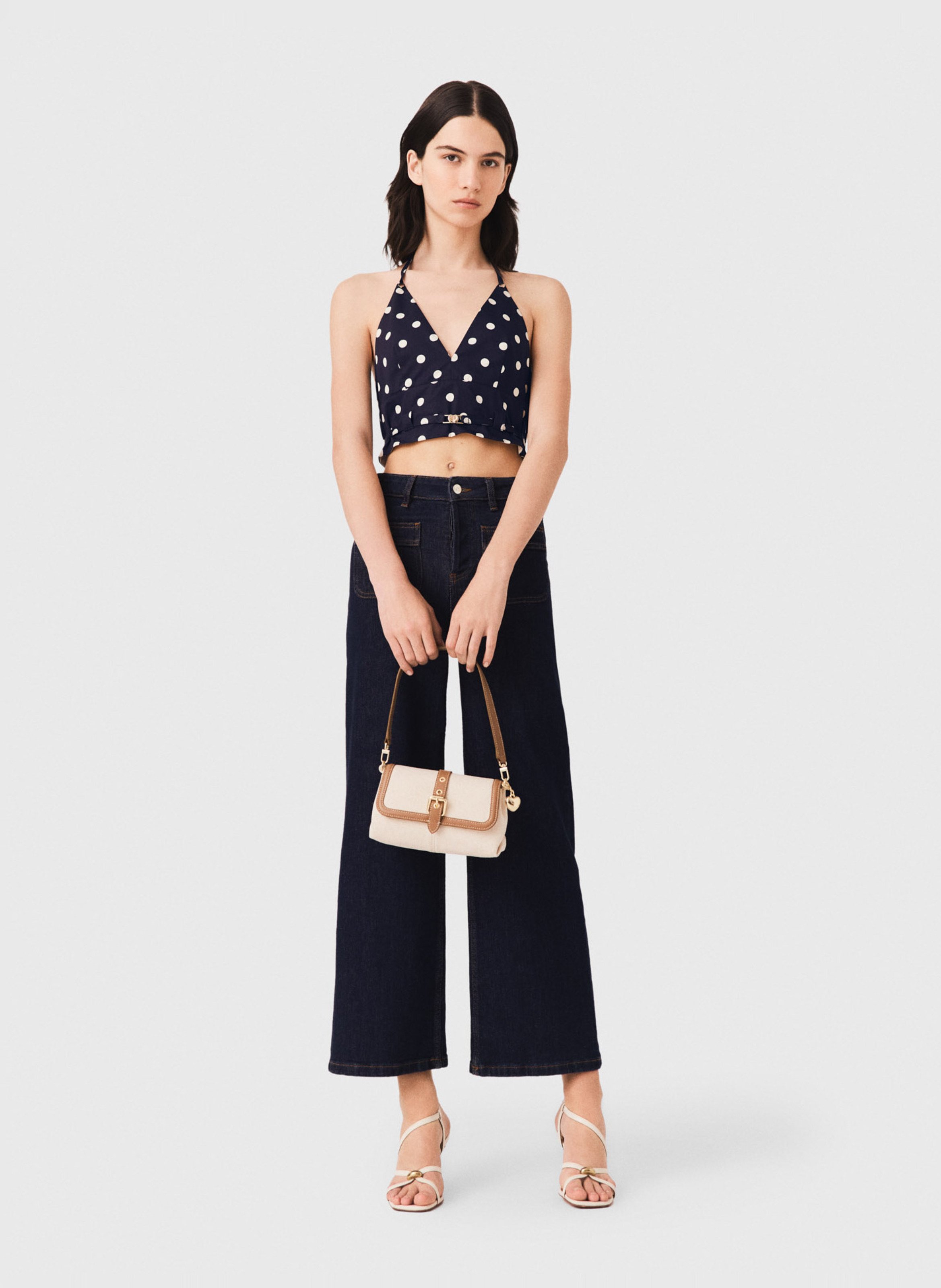 Top court en coton MAJE Bleu