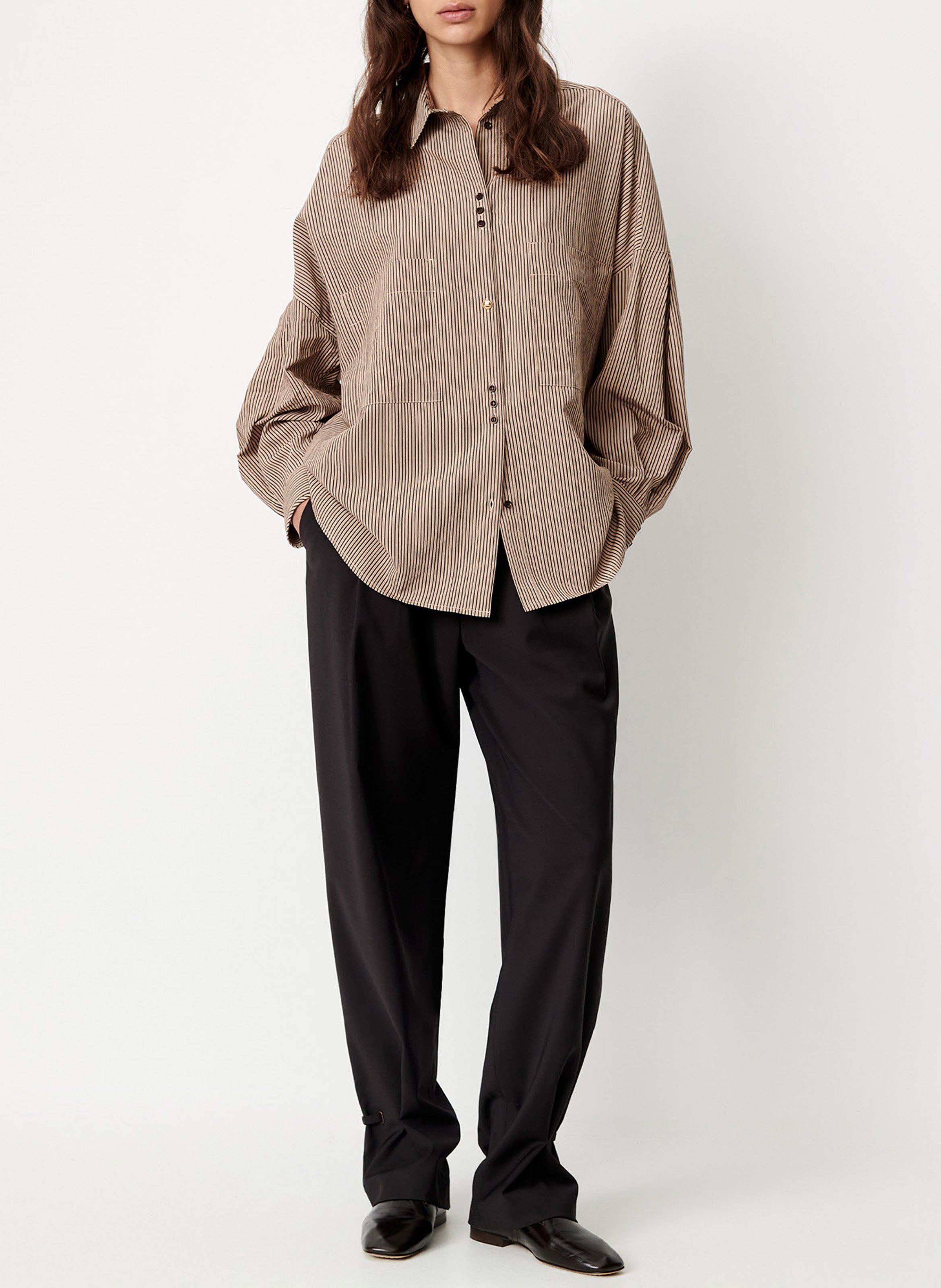 Chemise ample à rayures en coton | Beige SESSUN Femme