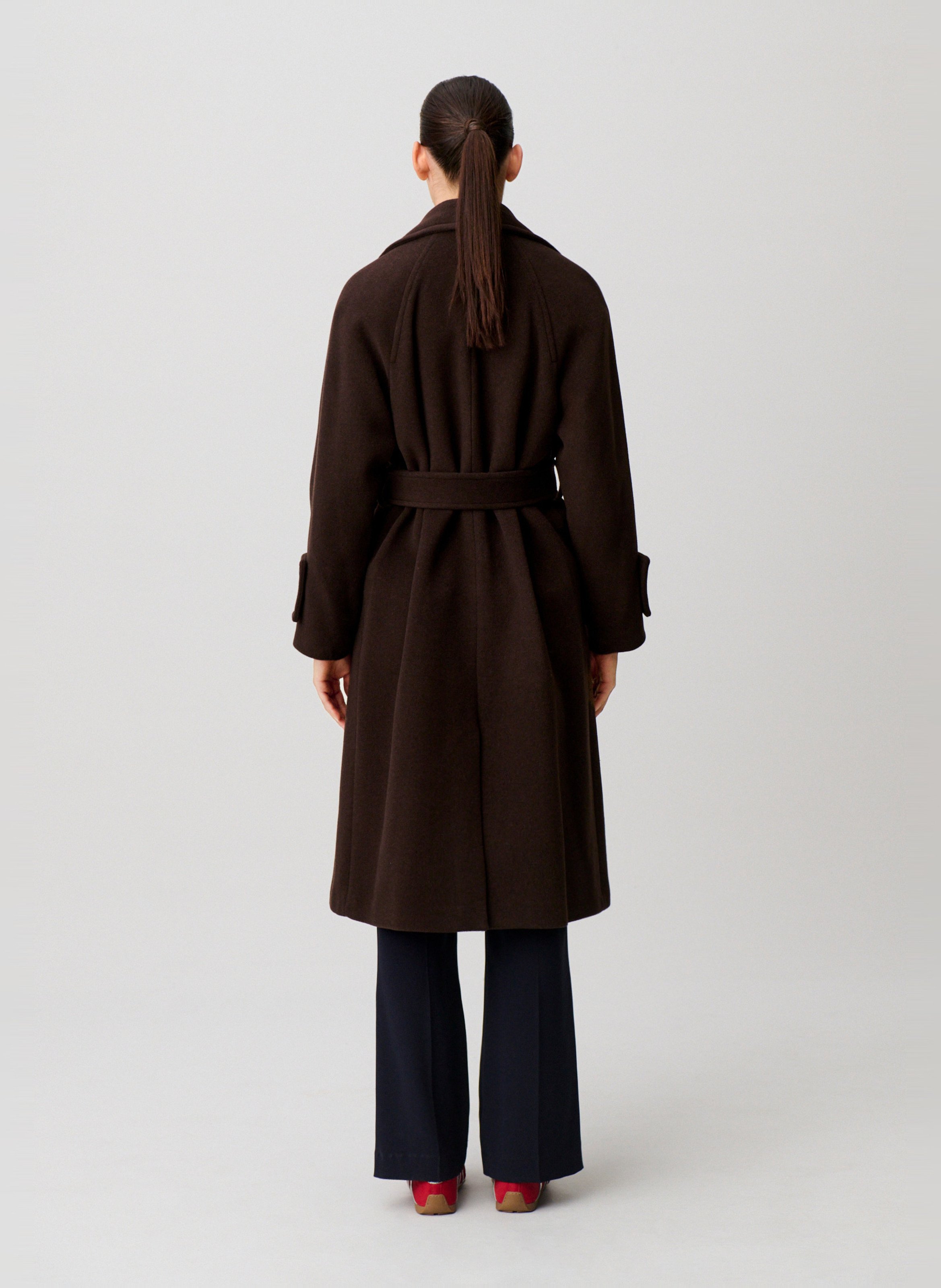 Manteau droit en laine mélangée CLAUDIE PIERLOT Marron