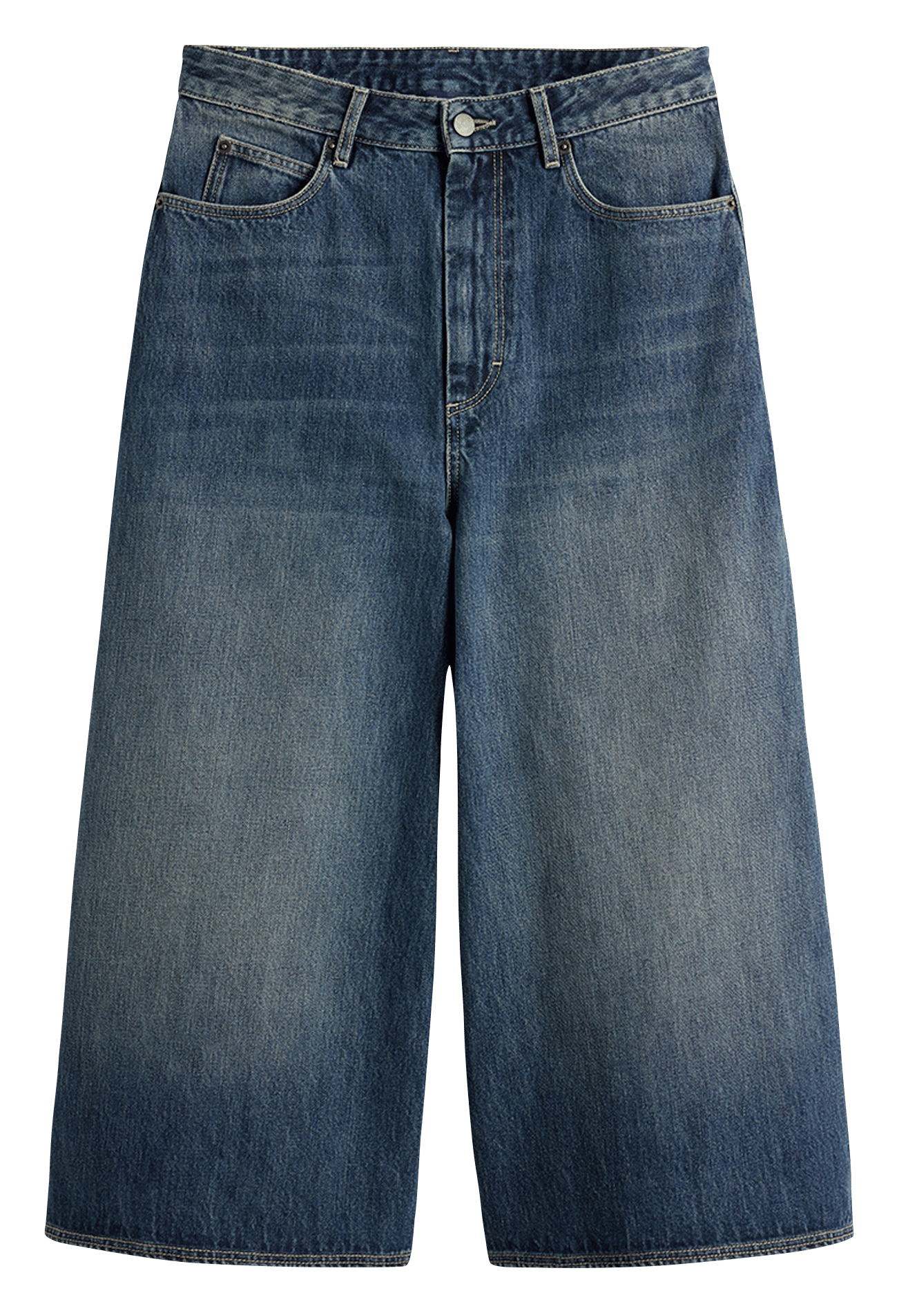 Bermuda large taille haute en jean SOEUR Bleu