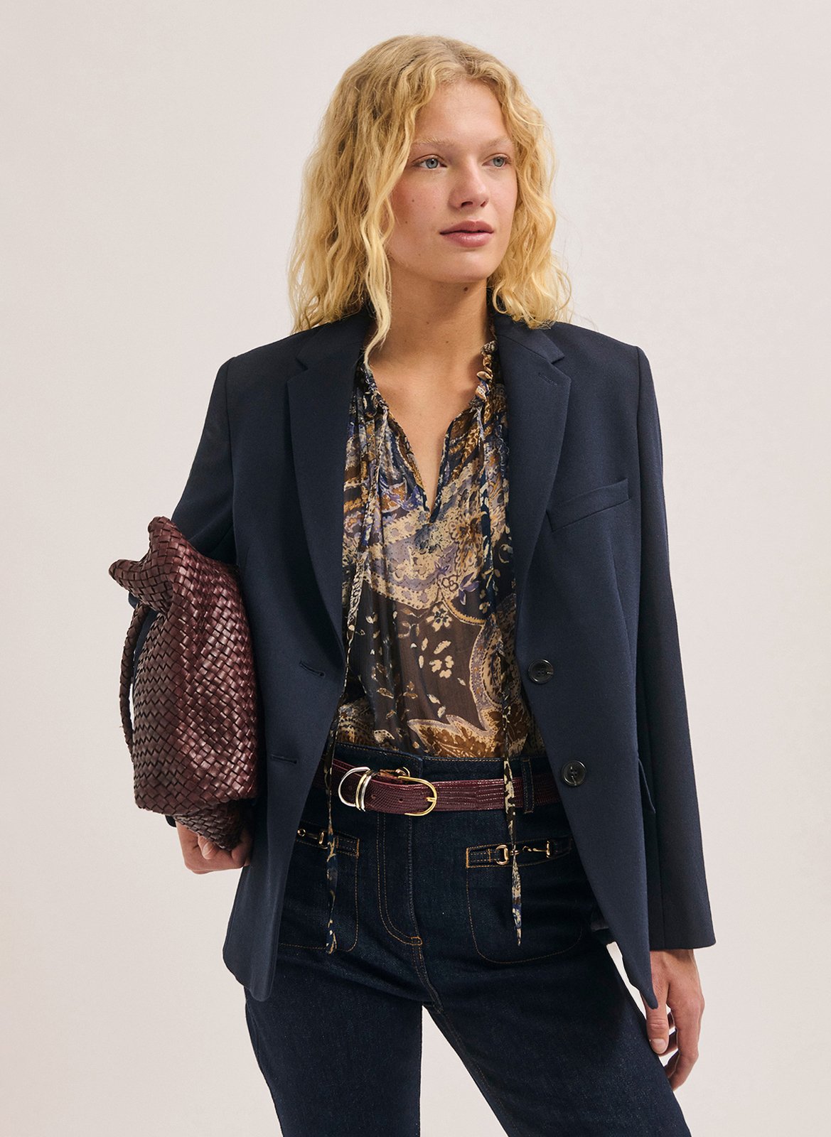 Solid straight blazer PABLO Blue