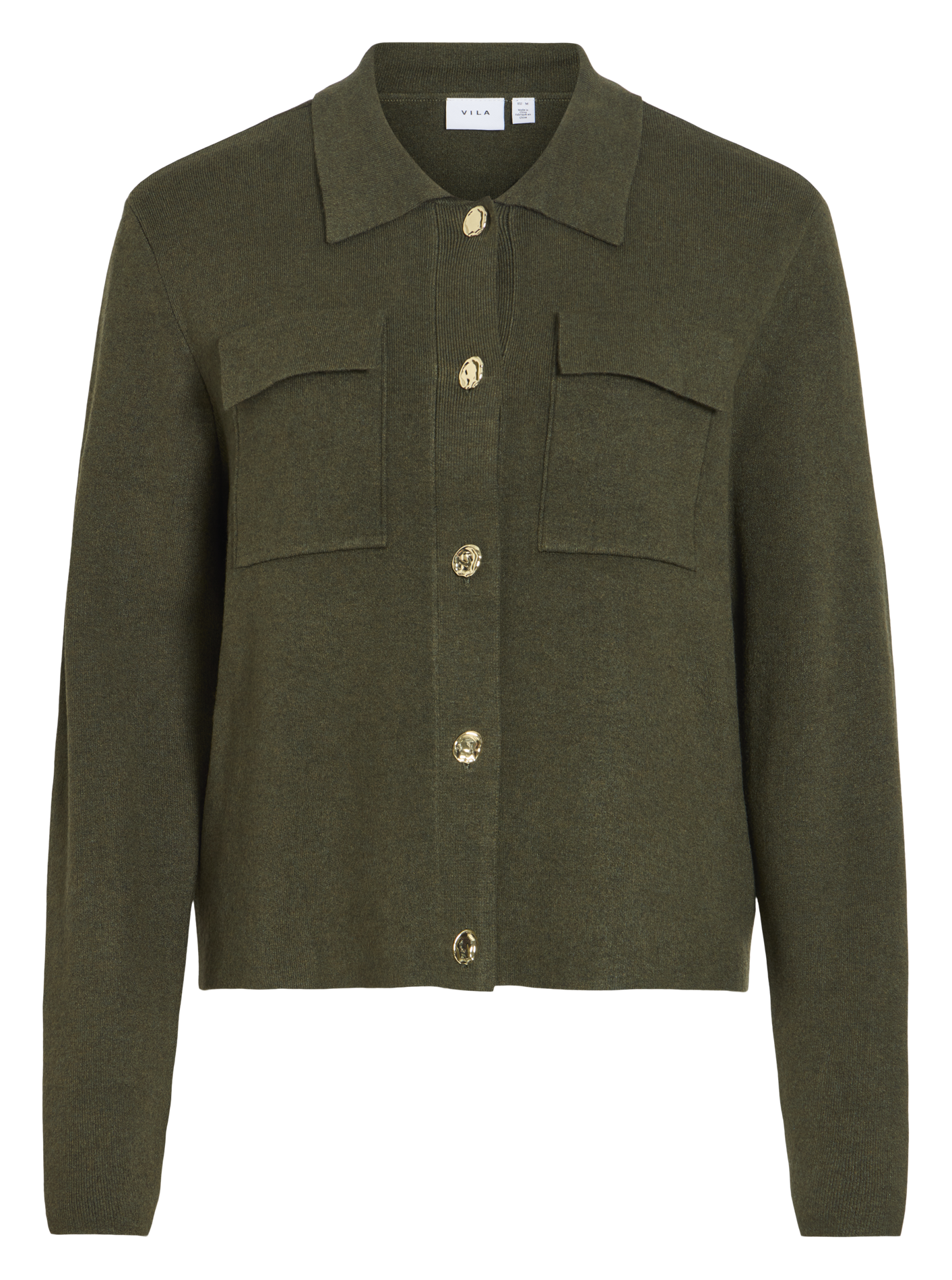 Straight solid color buttoned vest VILA Khaki