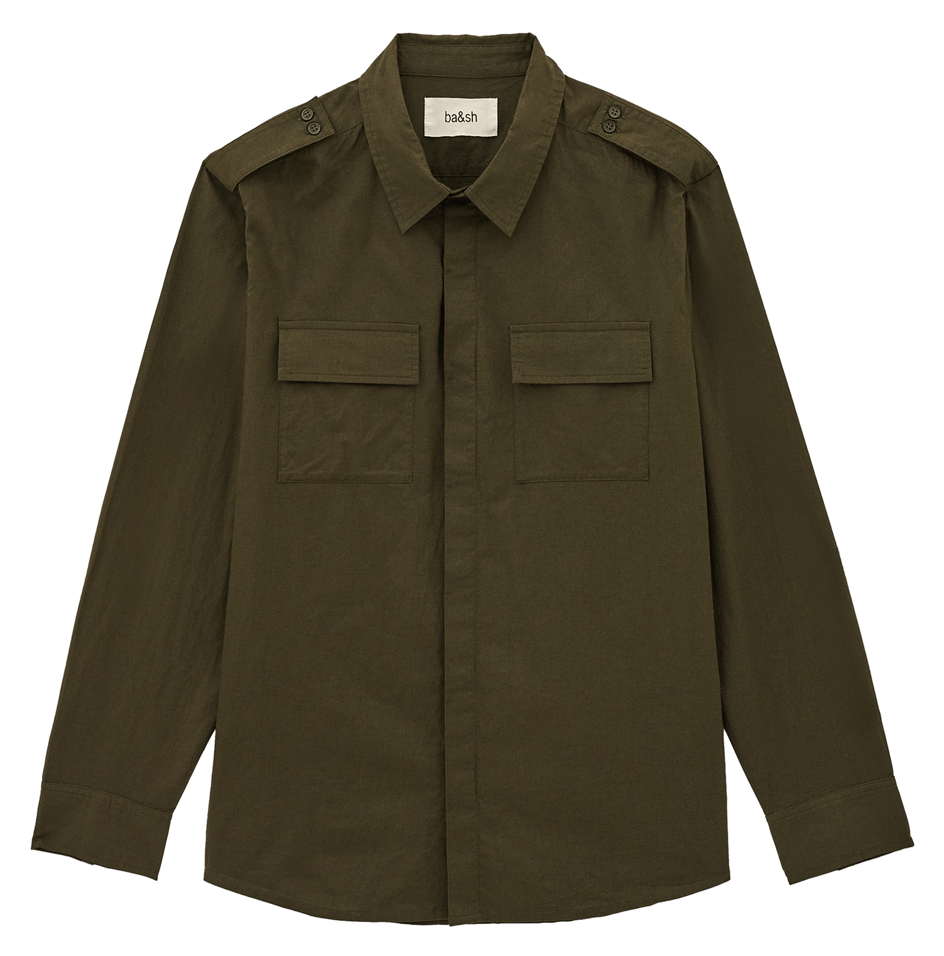 Chemise droite en coton BA&SH Kaki