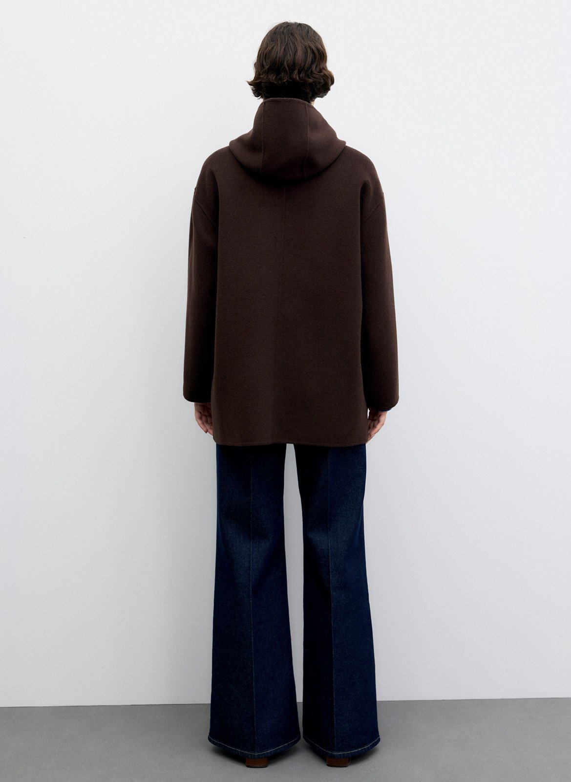 Manteau droit à capuche en laine GERARD DAREL Marron