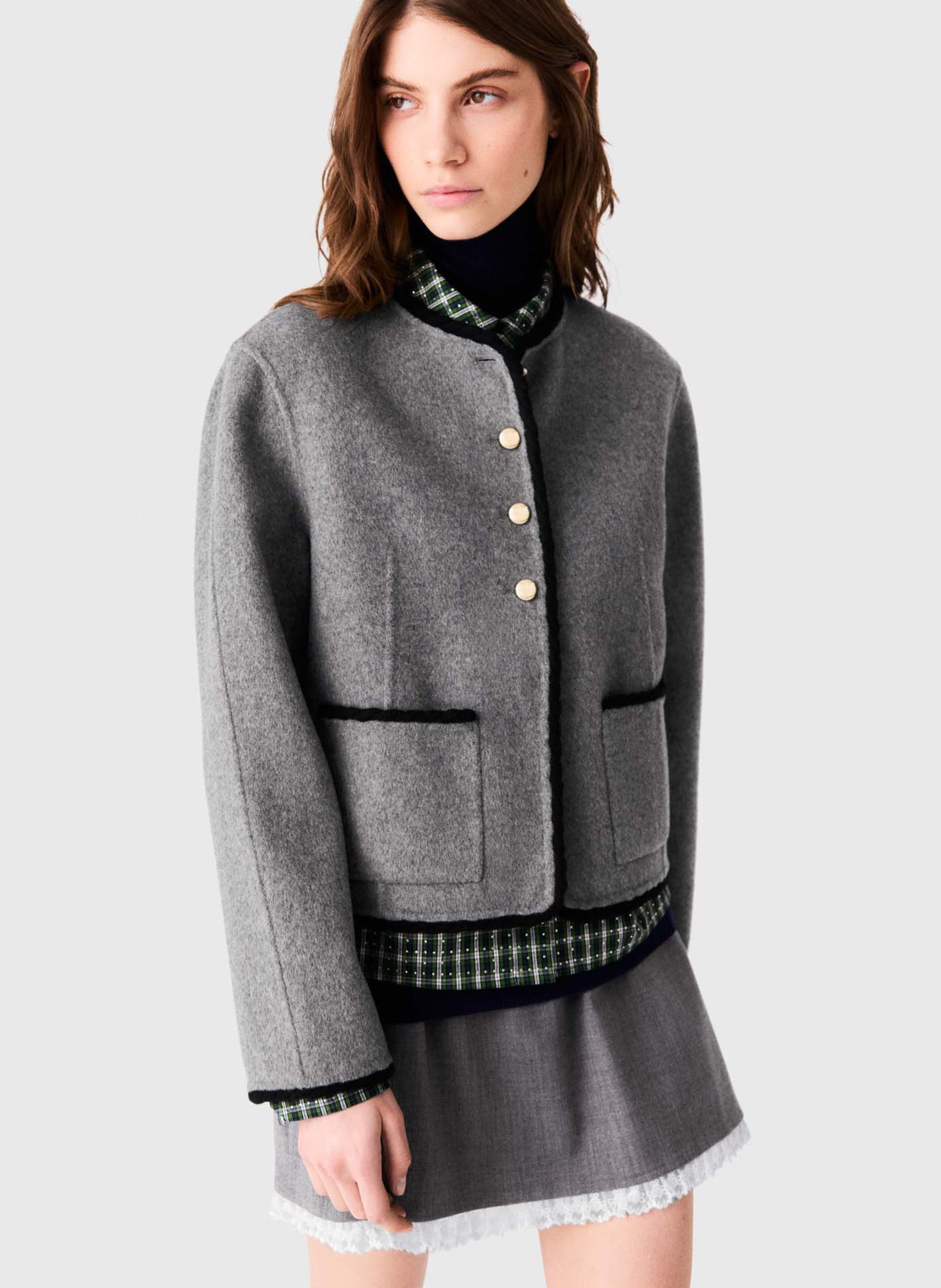Straight wool-blend cardigan MAJE Grey