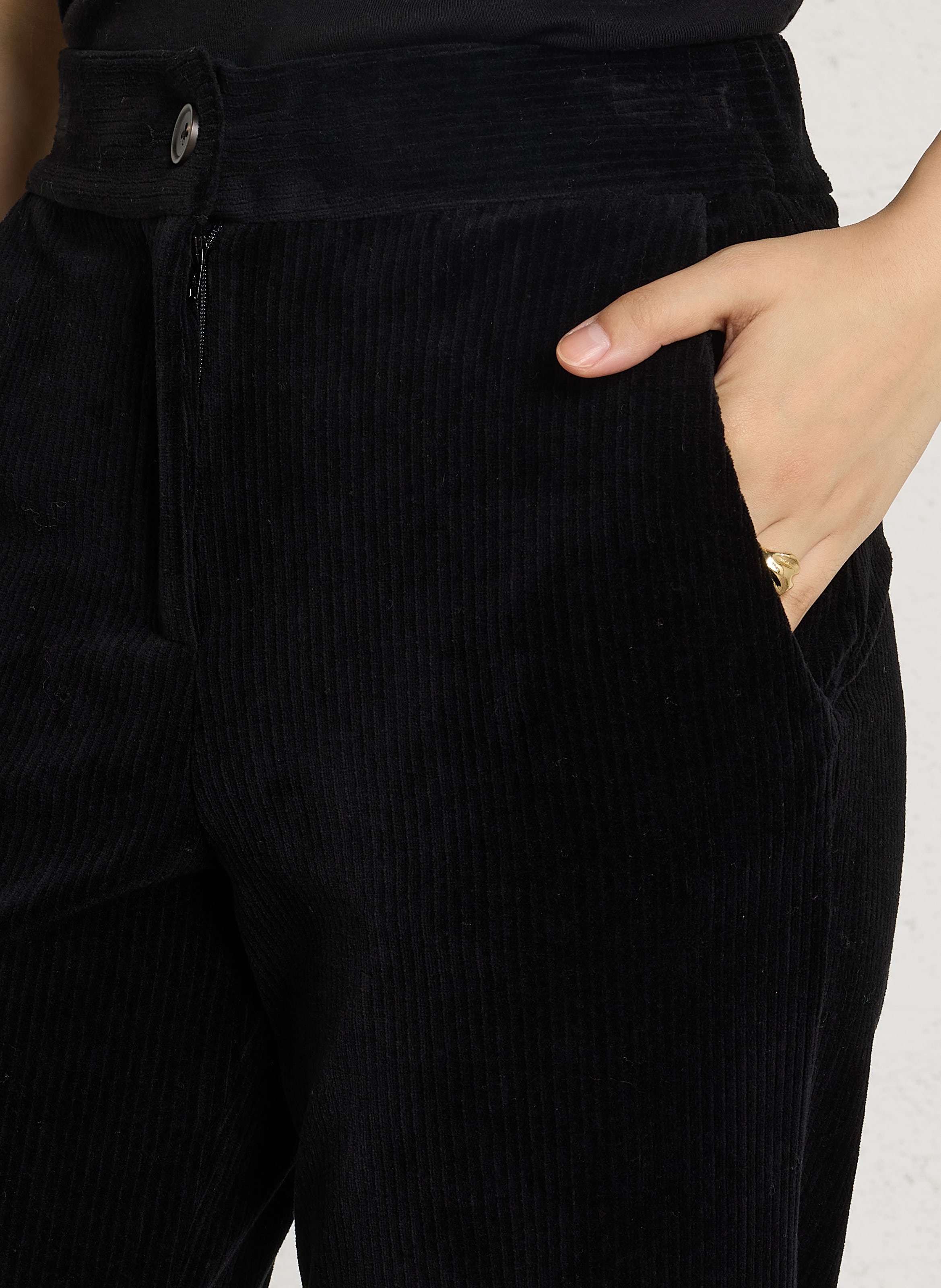 Samthose aus gemischtem Baumwollcord-Samt NICE THINGS Schwarz