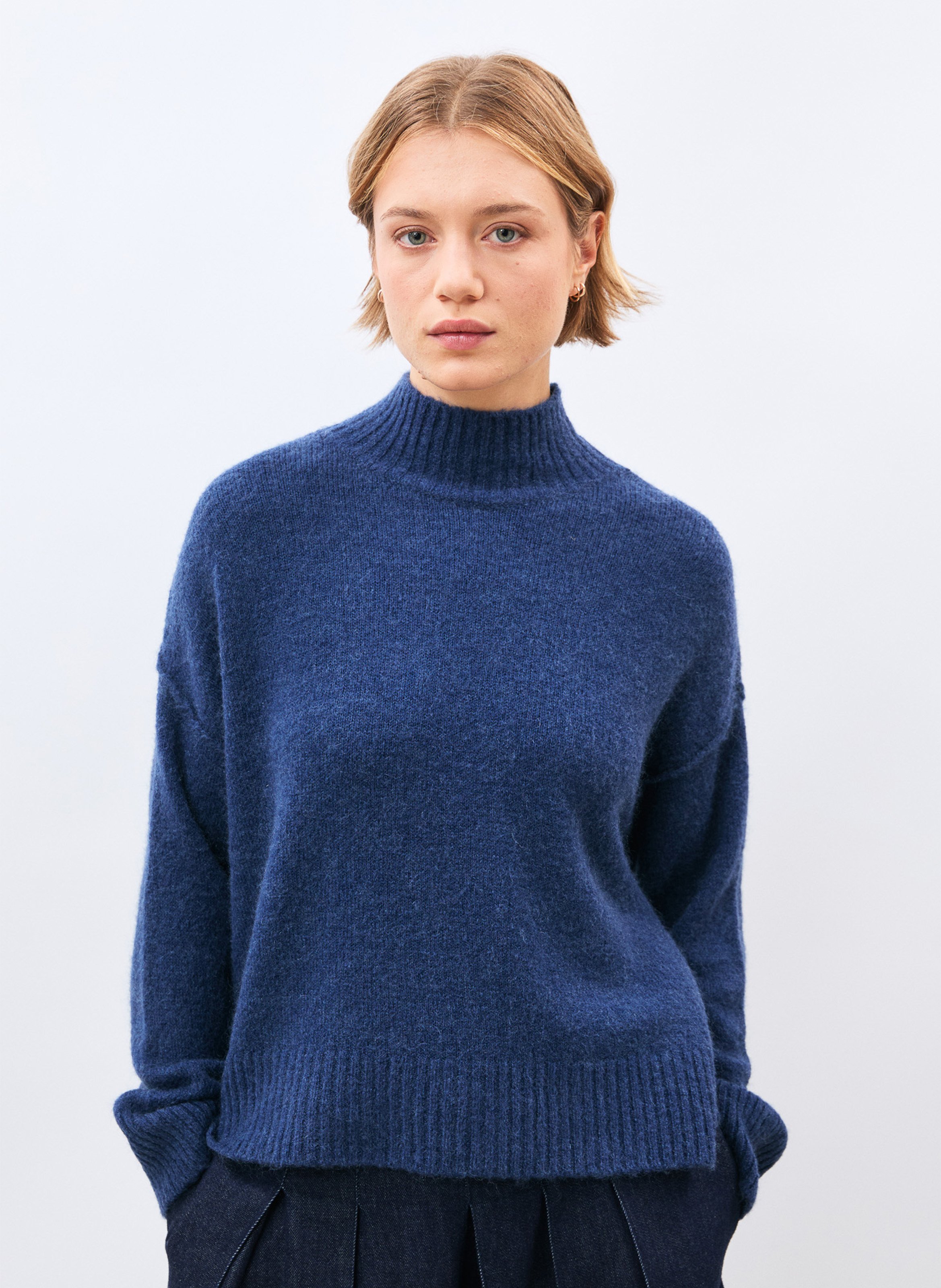 Pull ample col rond  HUMILITY Bleu