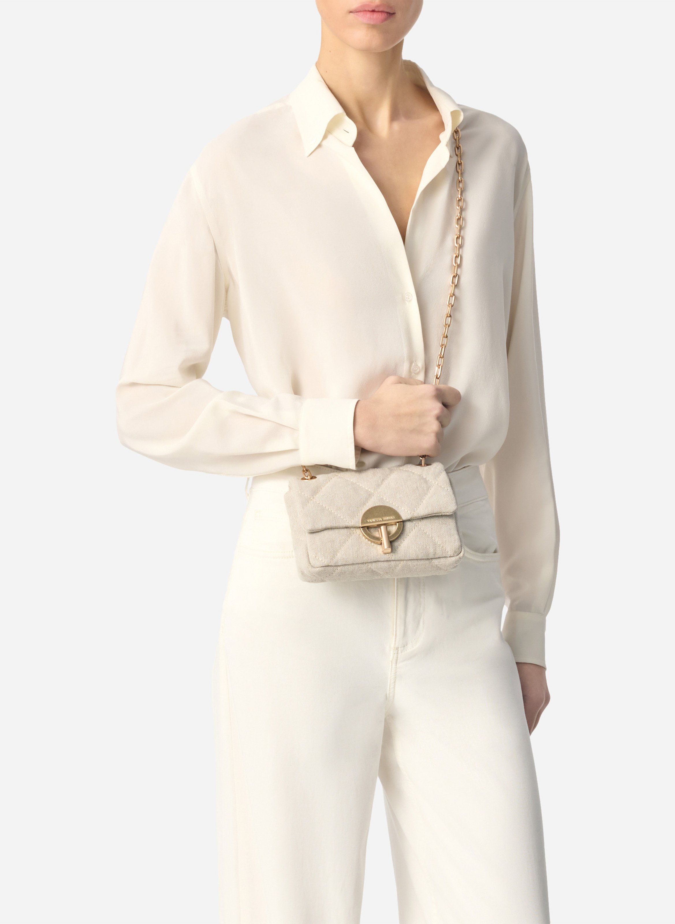 Linen crossbody bag VANESSA BRUNO Grey