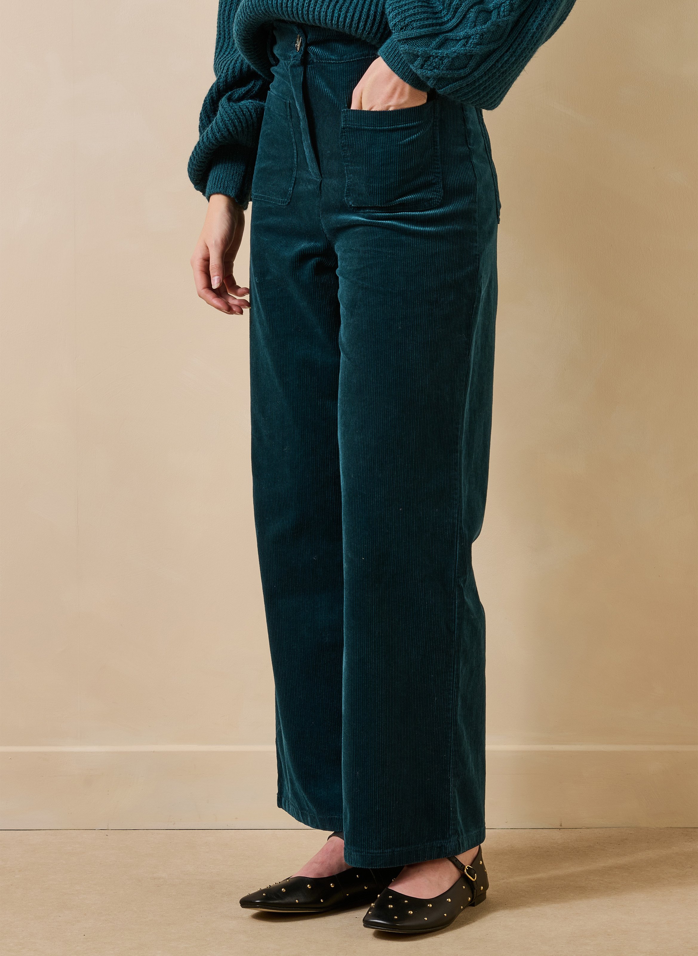Pantalon large taille haute en coton mélangé LA FEE MARABOUTEE