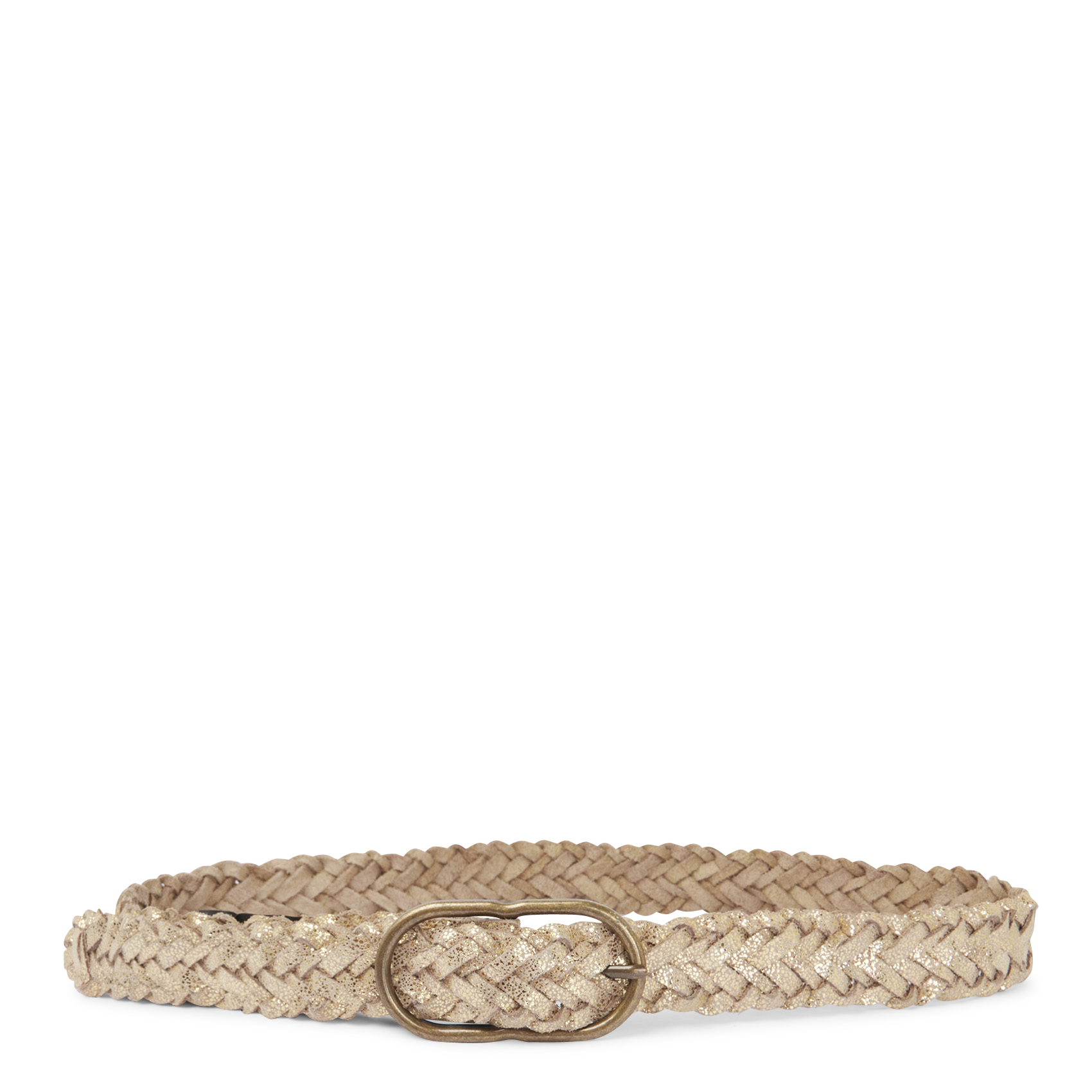 Braided leather belt PIECES Golden