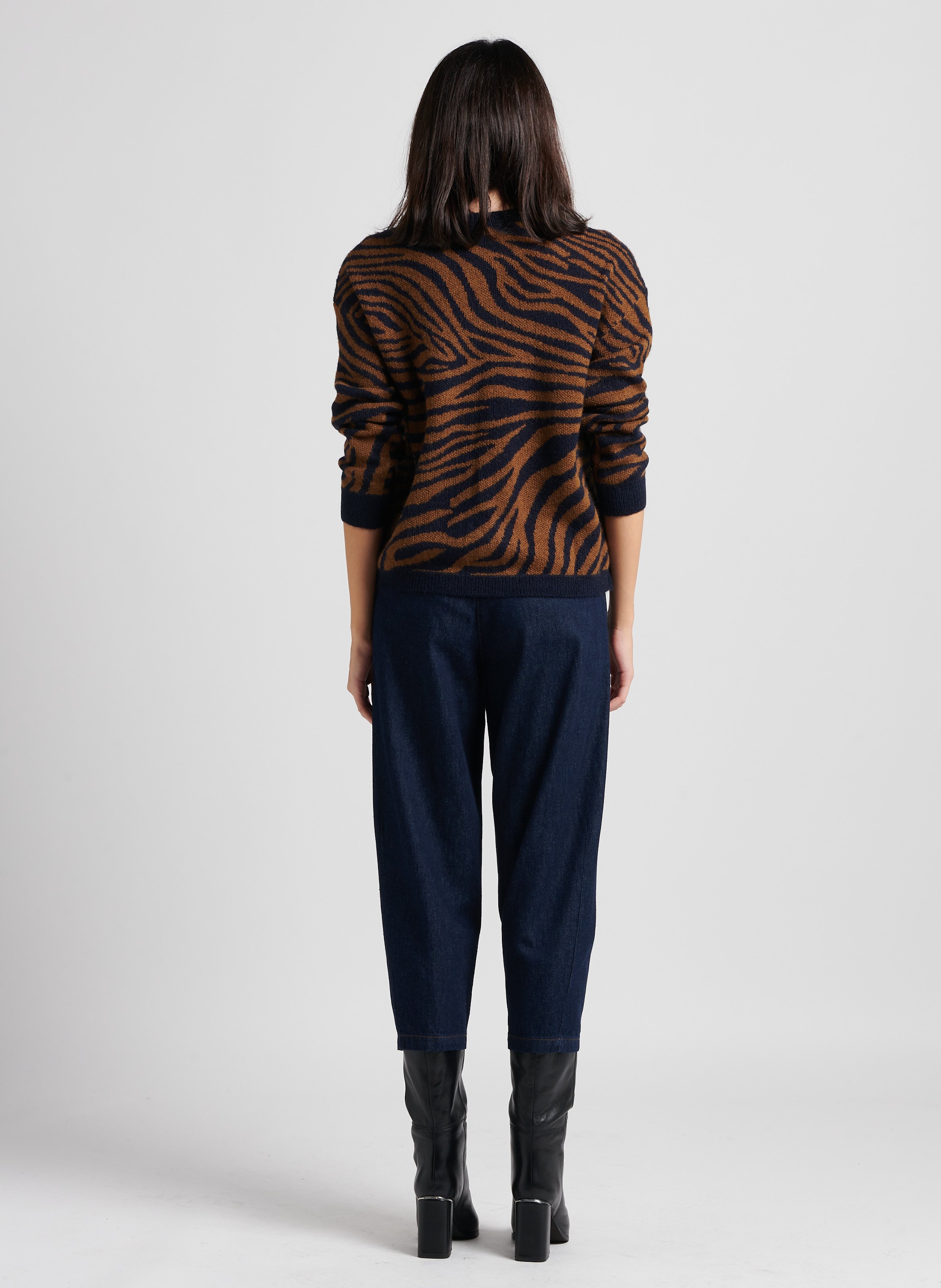 Pantalon large taille haute en coton HUMILITY Bleu