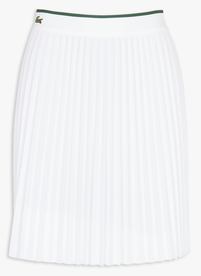 White Short flared pleated high-waisted skirt