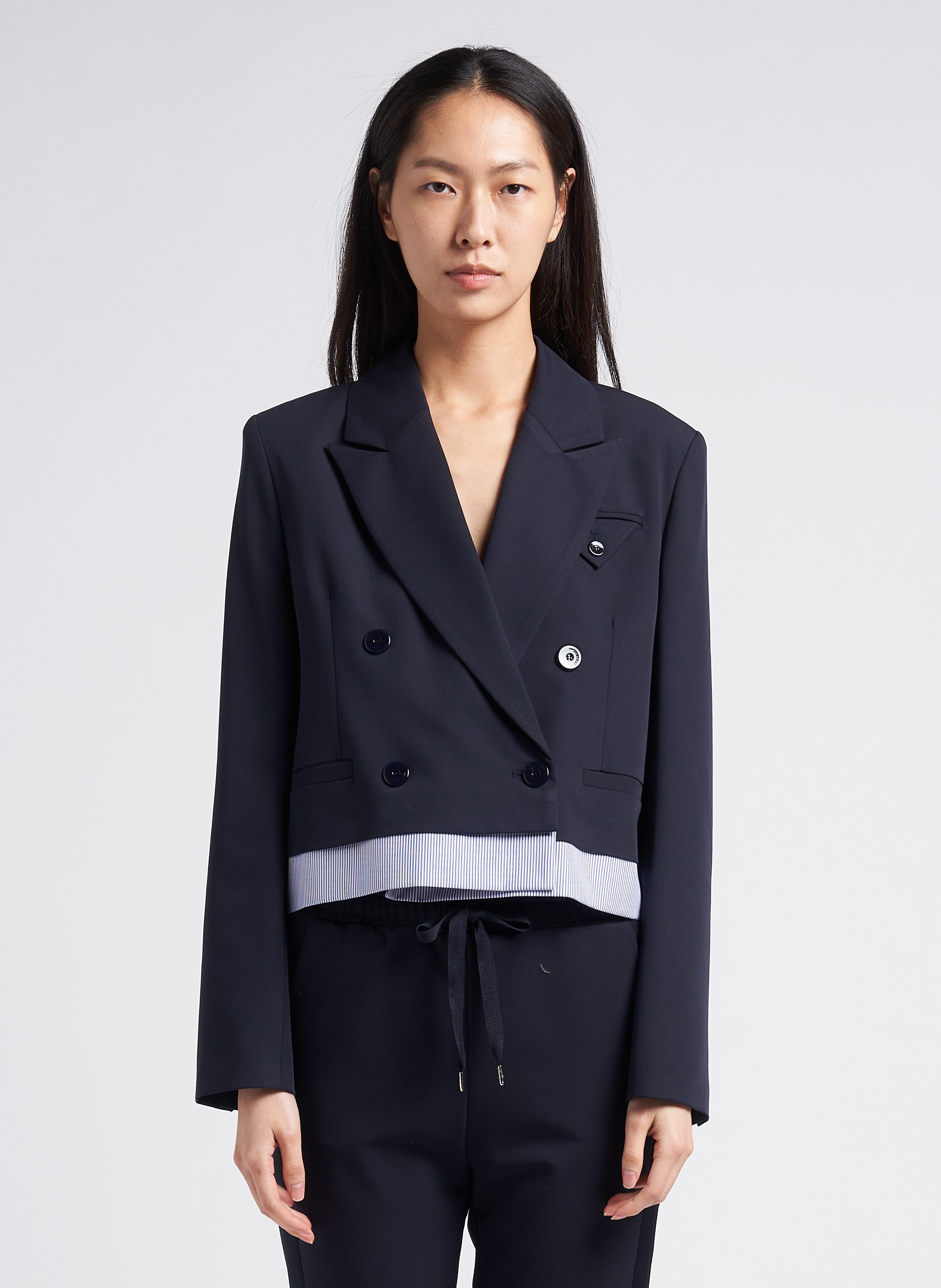 Cropped blazer with striped poplin and tailored collar IMPERIAL