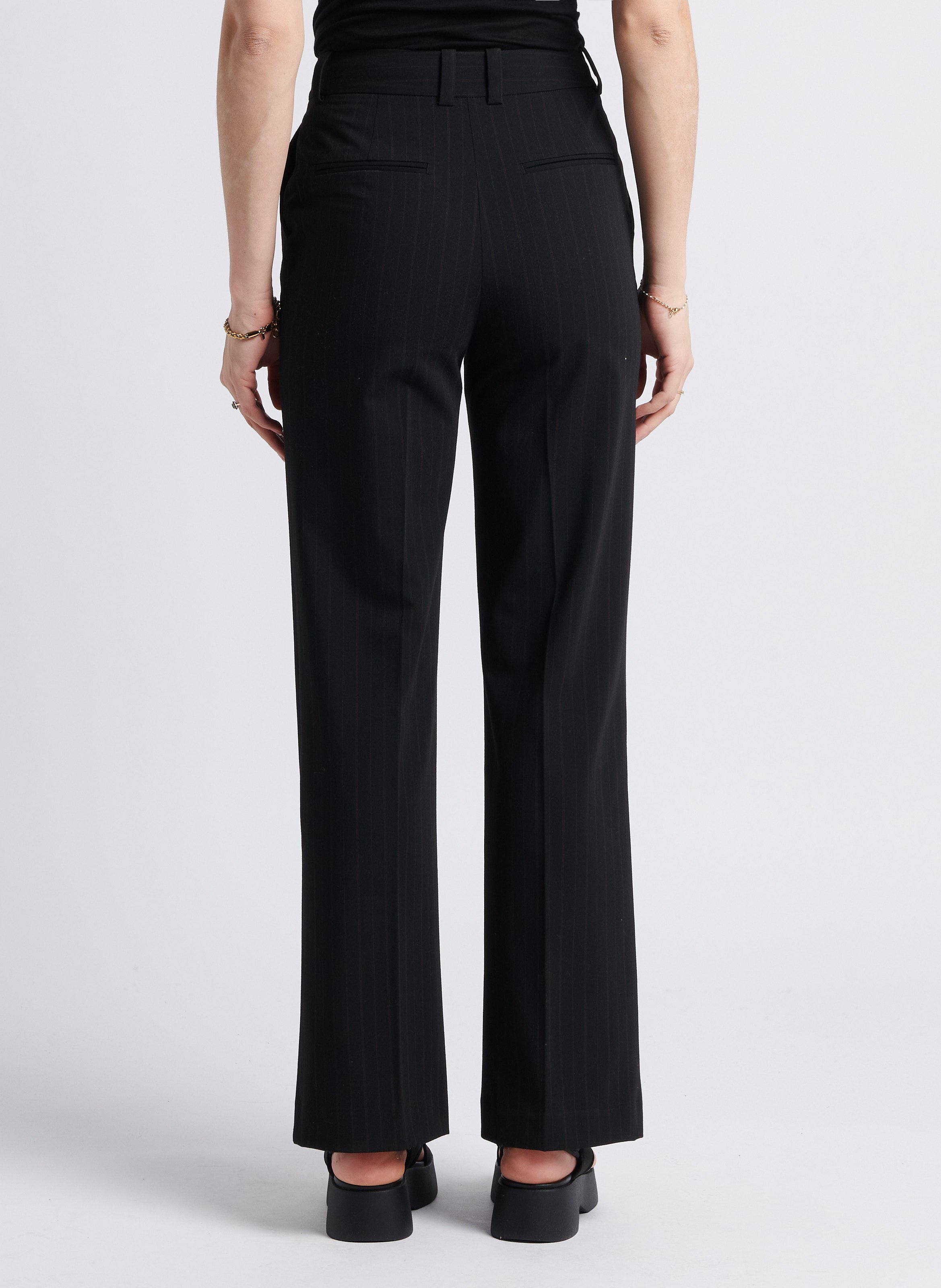 Pantalon droit à rayures SAMSOE SAMSOE Noir