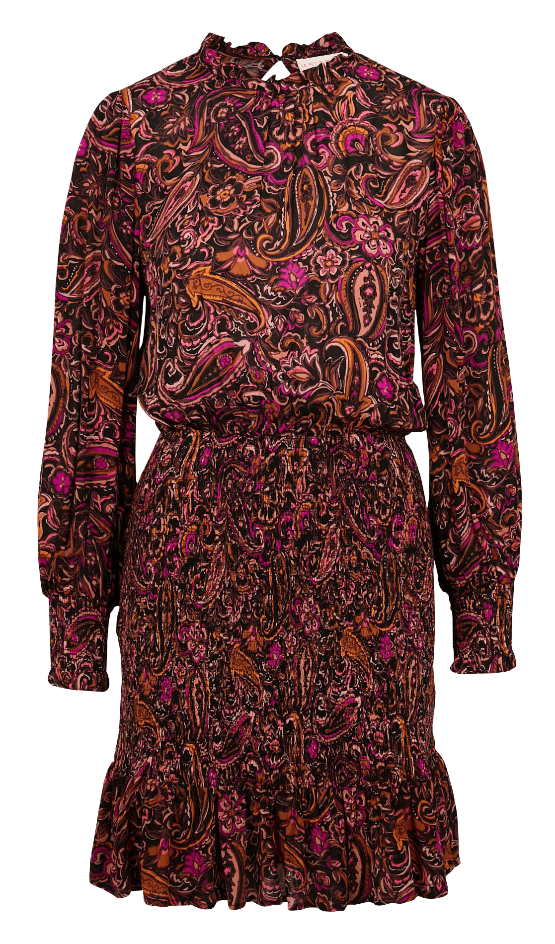 Robe courte col victorien à imprimé floral Rudi Marron La petite