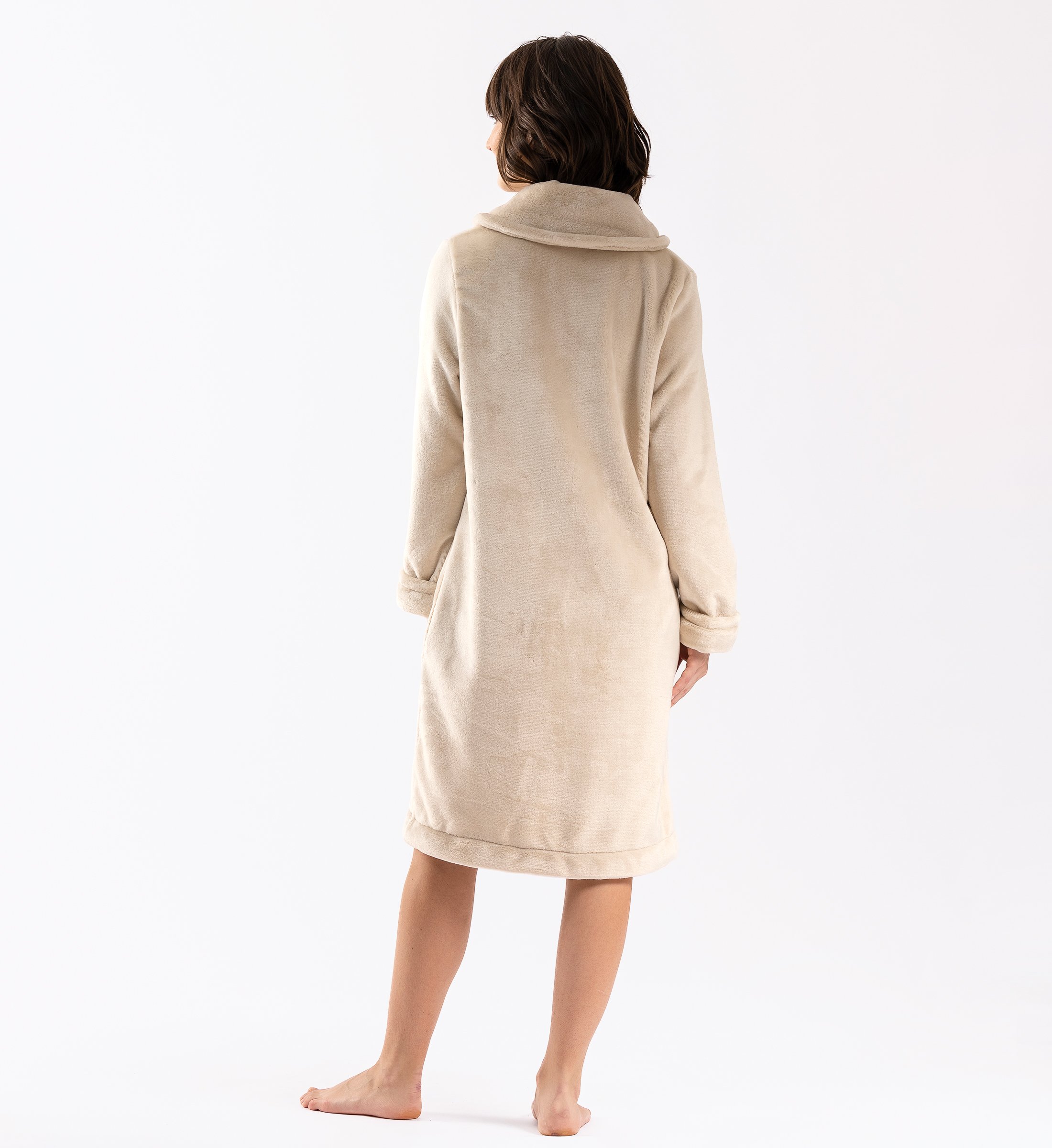 Zippered Plush Flannel Robe LE CHAT Beige