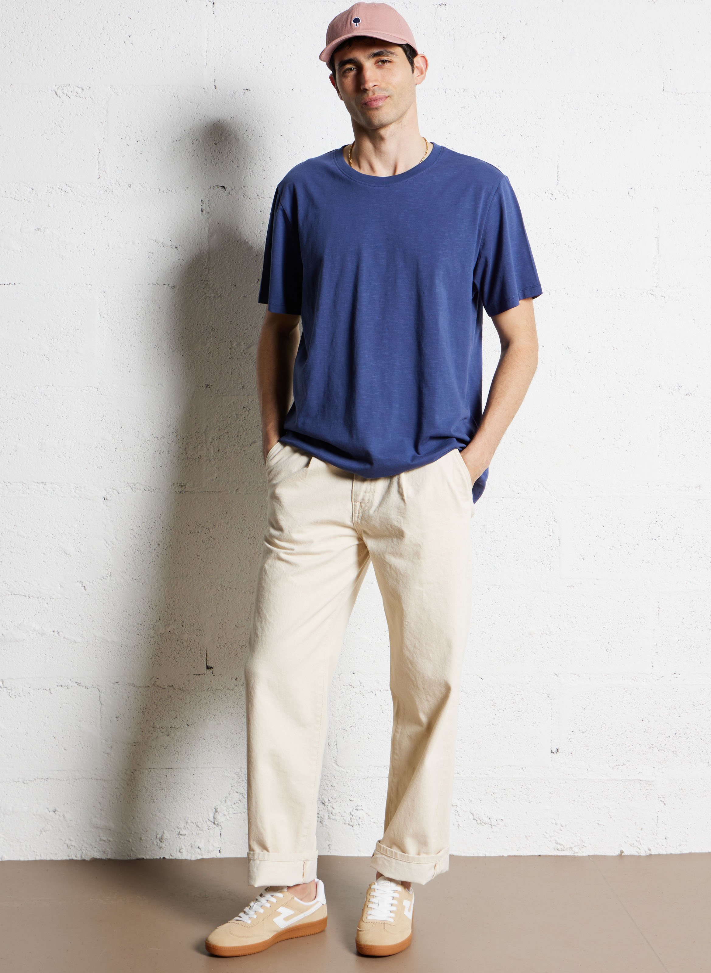 Short-sleeved organic cotton T-shirt SELECTED Blue