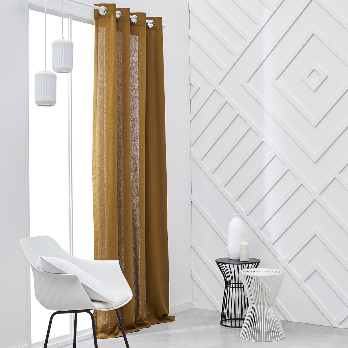 Cotton eyelet curtain TODAY LINGE DE MAISON Brown