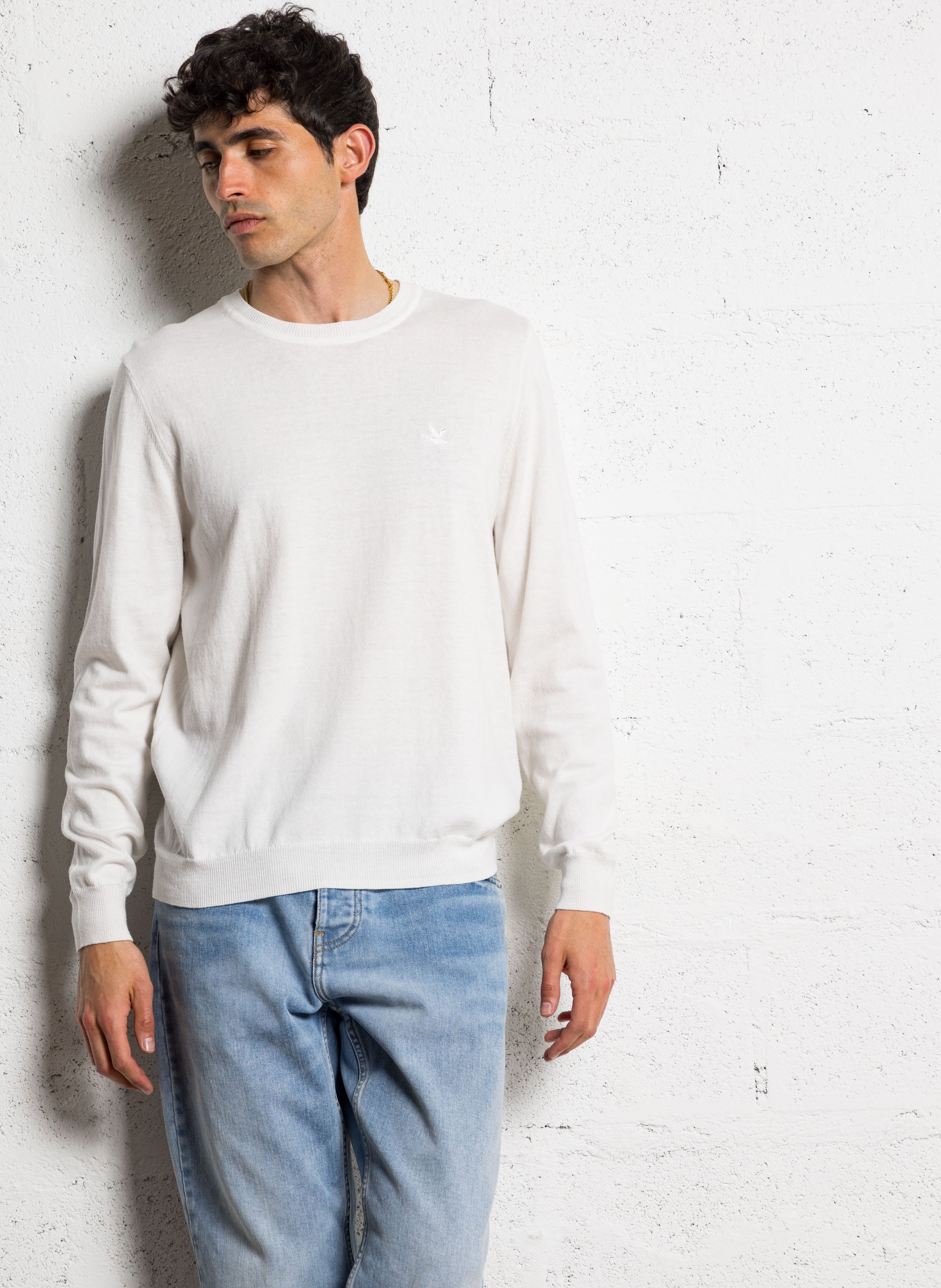 Colour block cotton sweater CHEVIGNON White