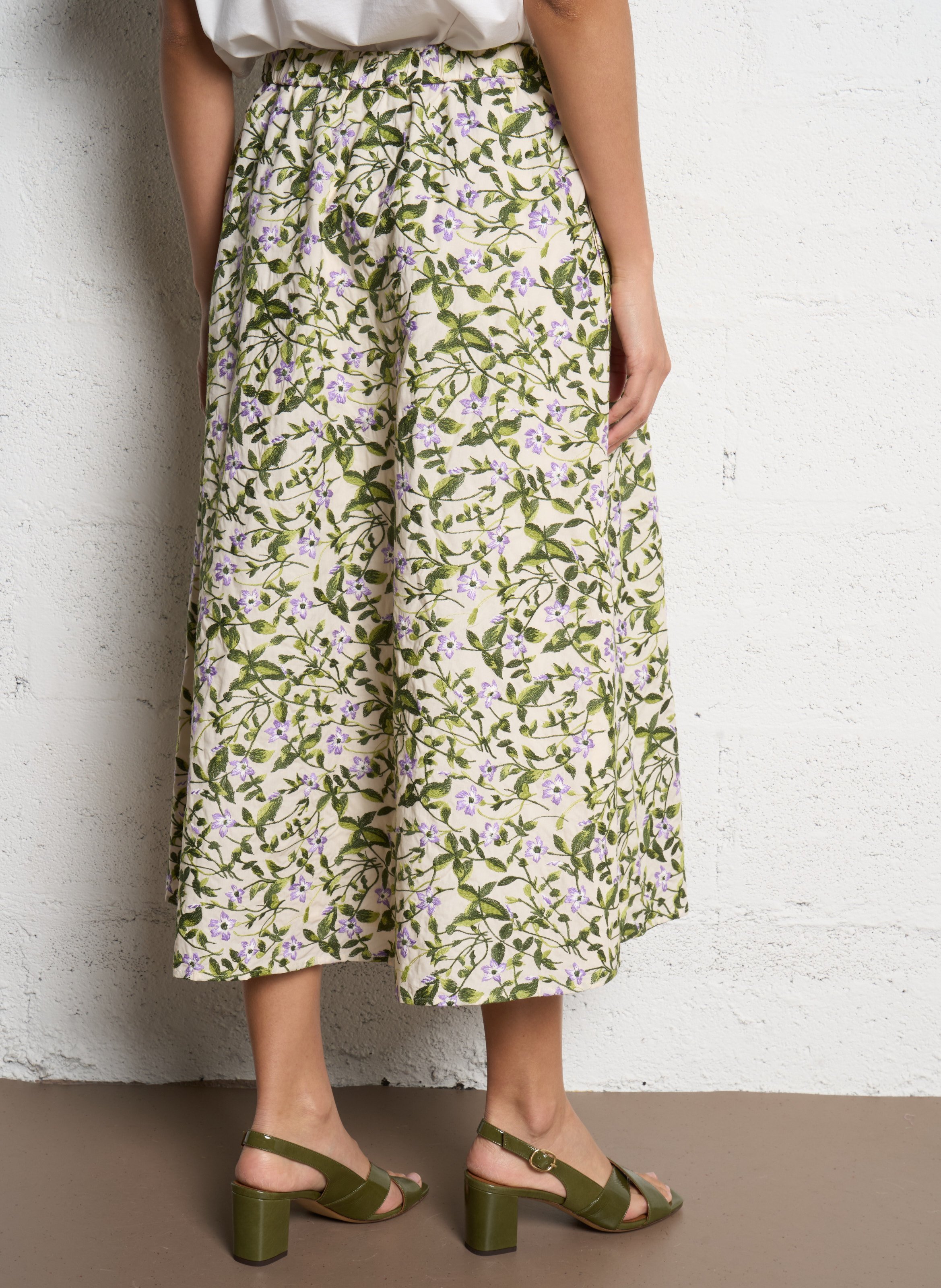 Jupe longue en coton brodé MAX MARA WEEK END Beige