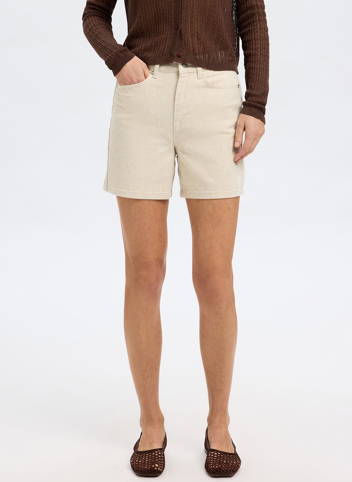 Shorts aus Bio-Baumwoll-Mix SELECTED Beige