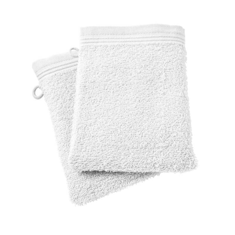 Set of 2 washcloths COTON PUR White