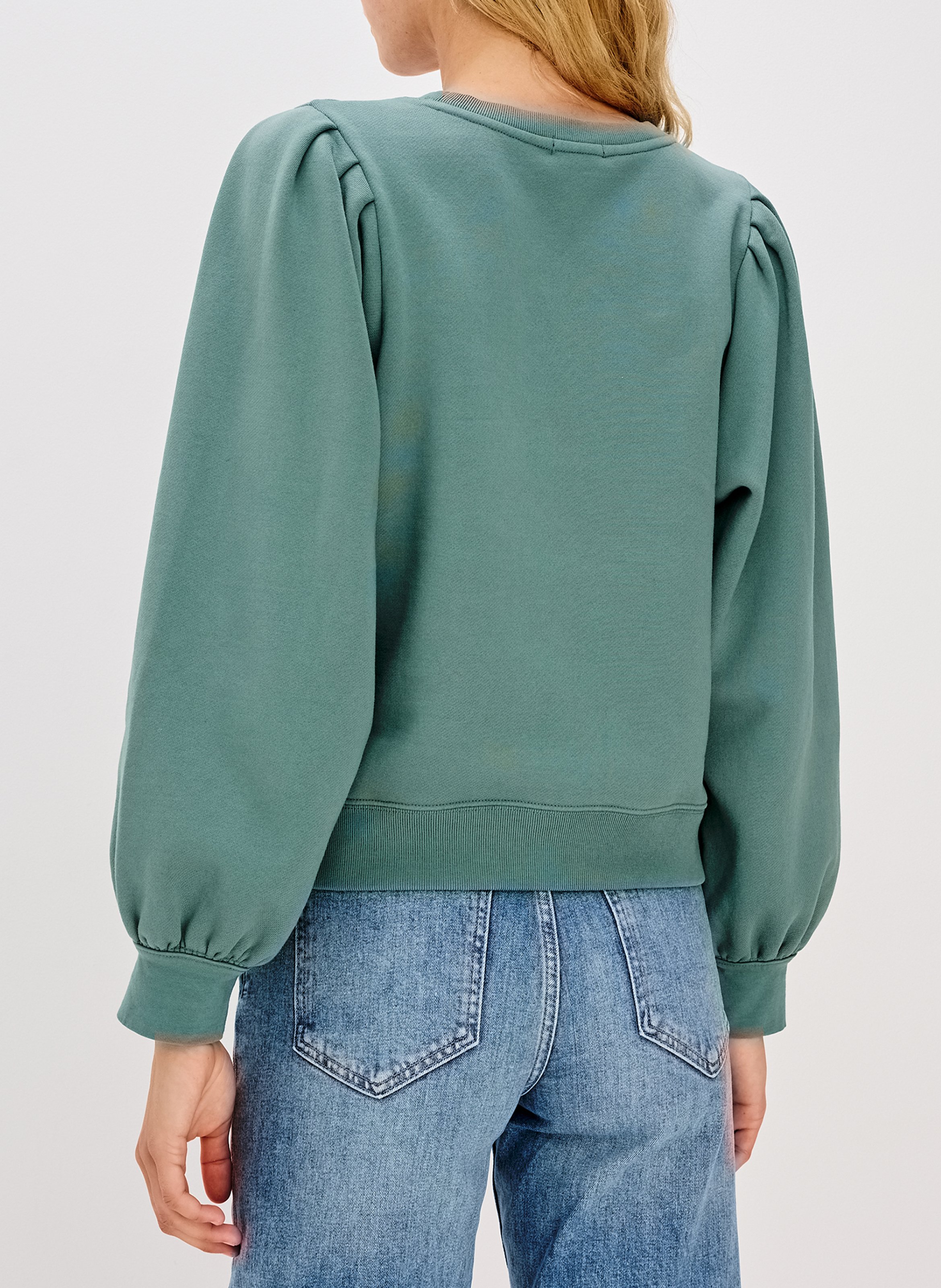 Sweat uni à manches bouffantes RAILS Vert